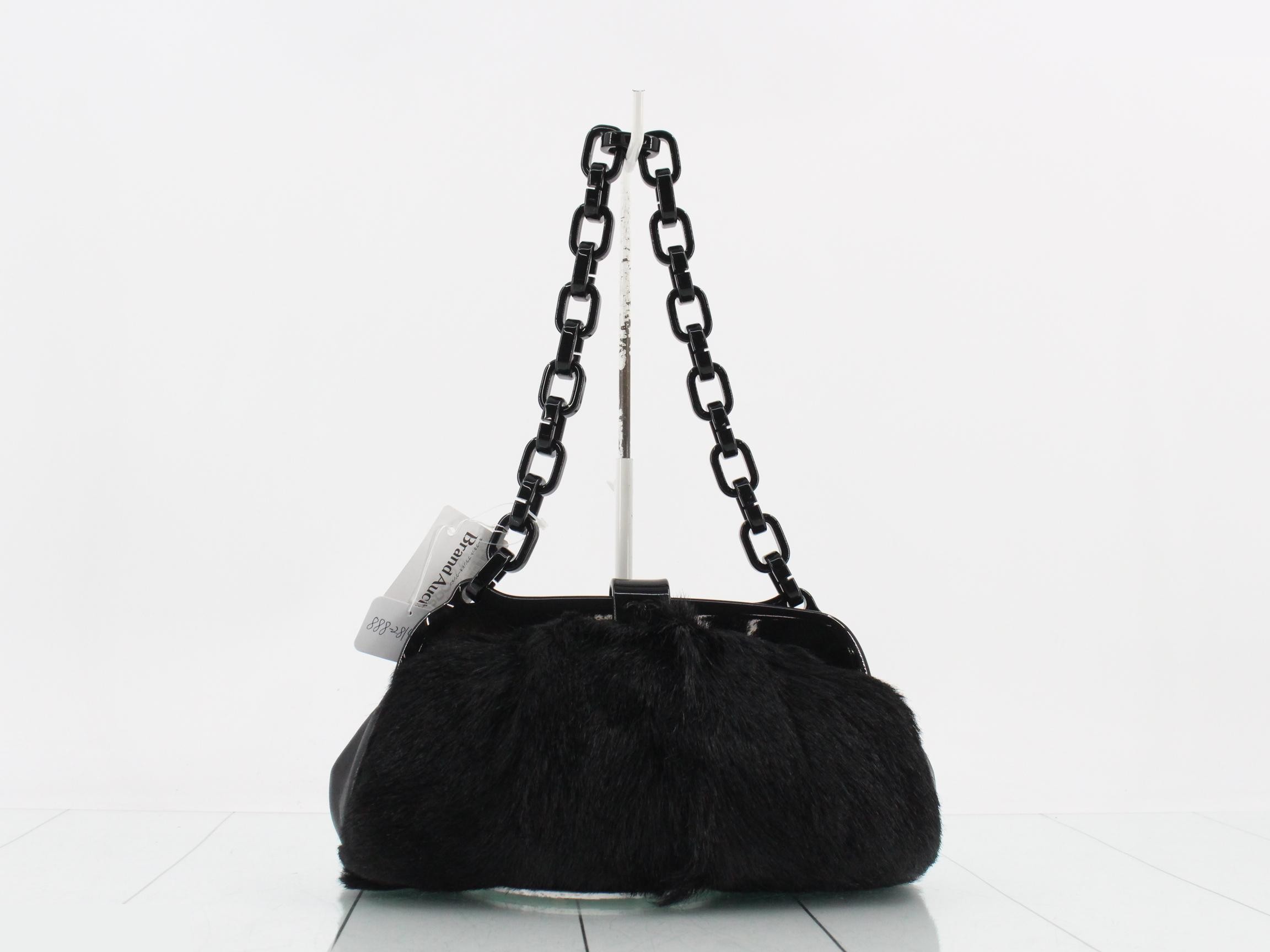 Plastic chain one-shoulder bag, Coco Mark, goat fur, plastic — view 2
