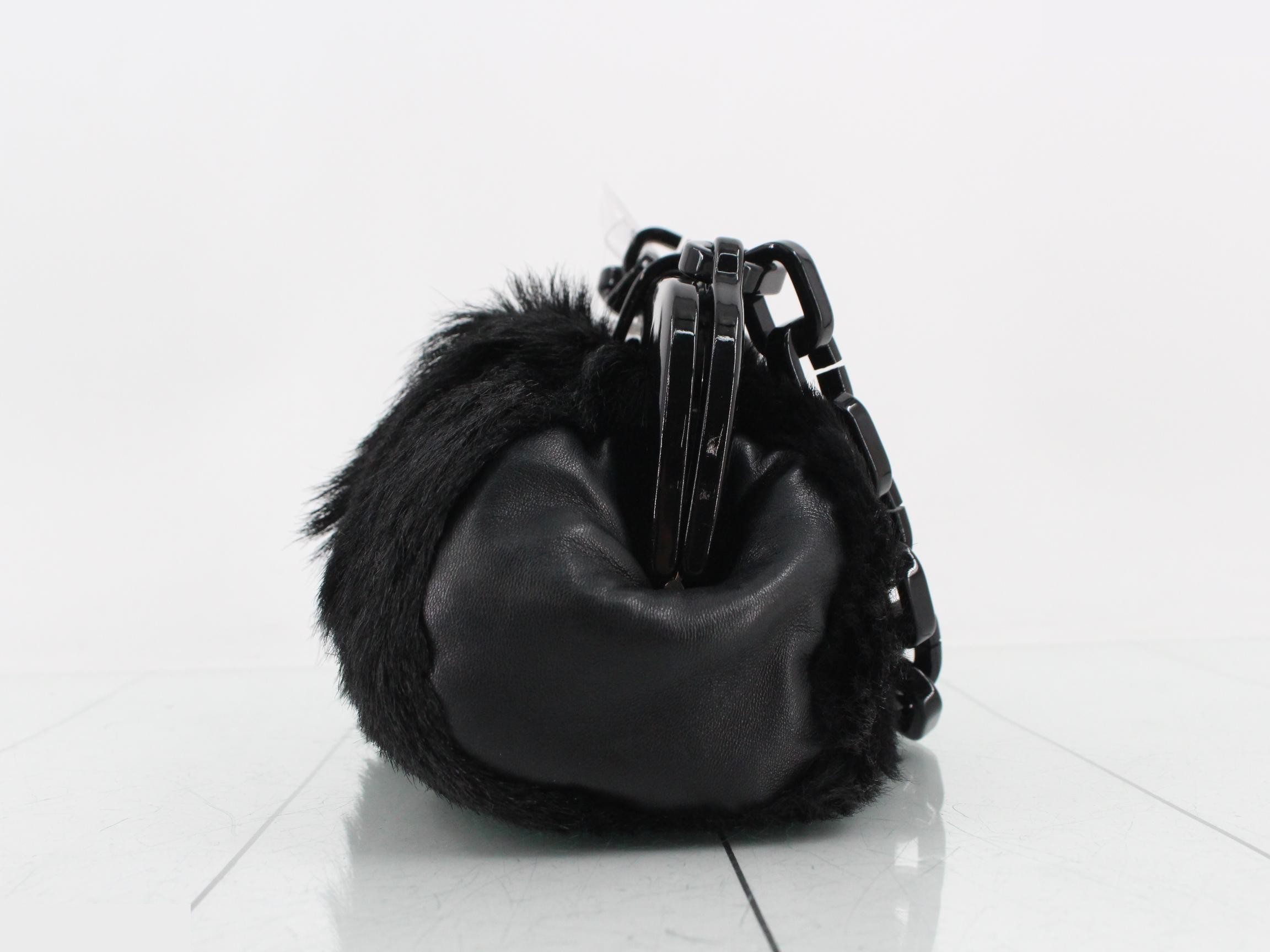 Plastic chain one-shoulder bag, Coco Mark, goat fur, plastic — view 4