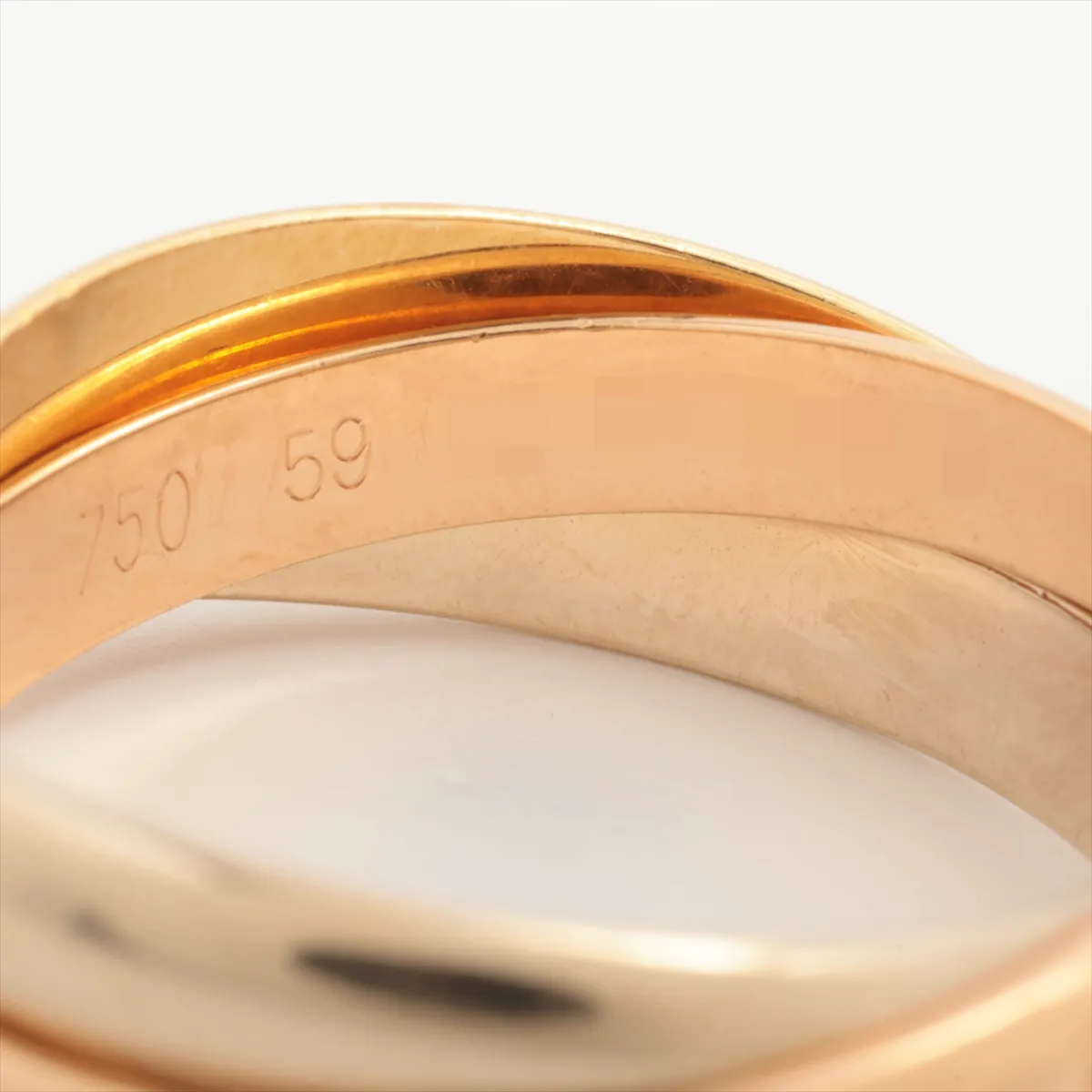 Trinity Ring 750 (YG x PG x WG) 10.0g 59 O8124E (Dents, holes, solder marks) — view 4