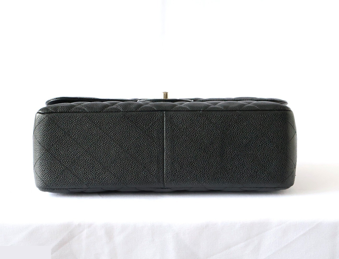 Caviar leather large matelassé bag, size 30, double flap, double chain, black. — view 5