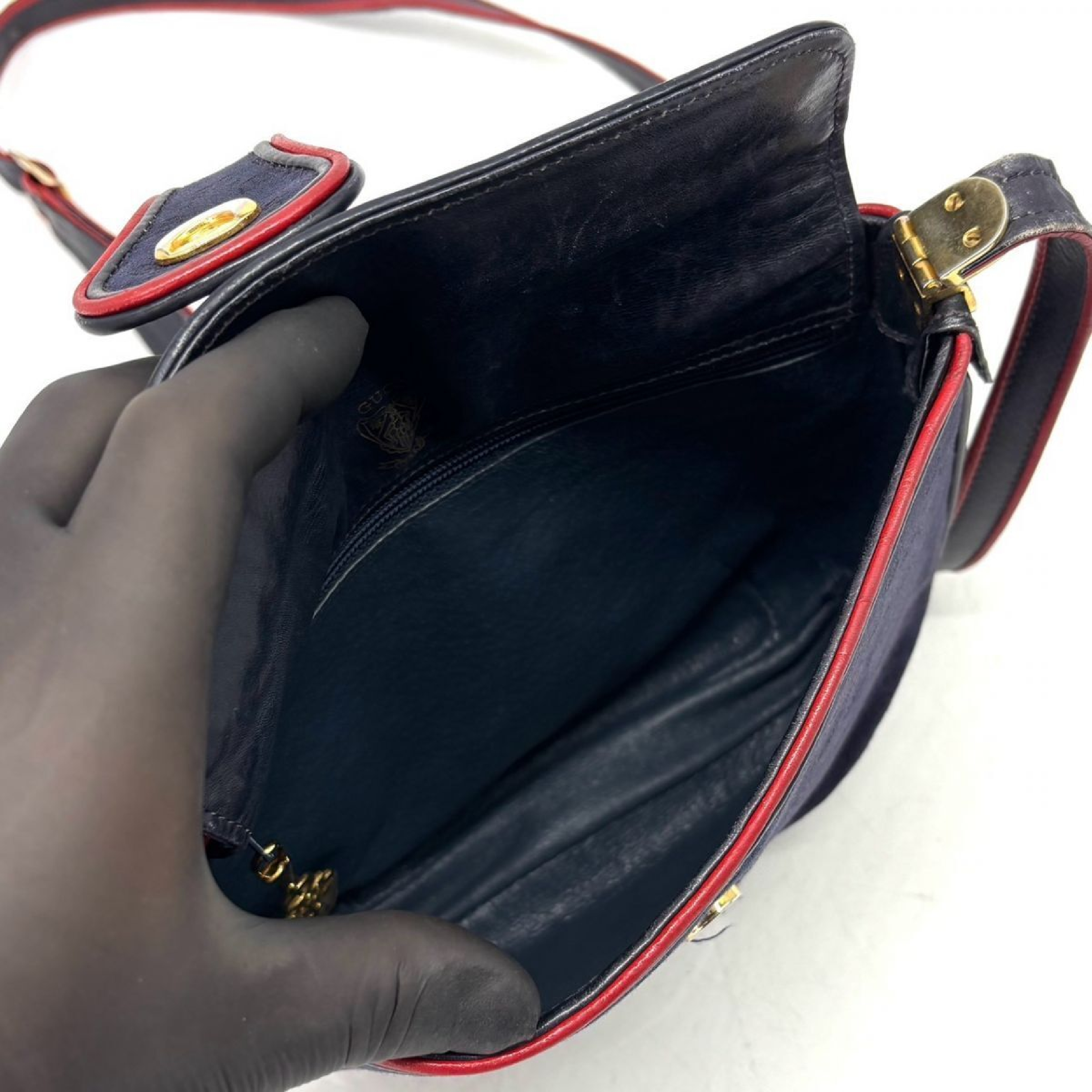GG Canvas Interlocking Sherry Line Micro GG Gold Hardware Leather Women's Shoulder Bag — view 6