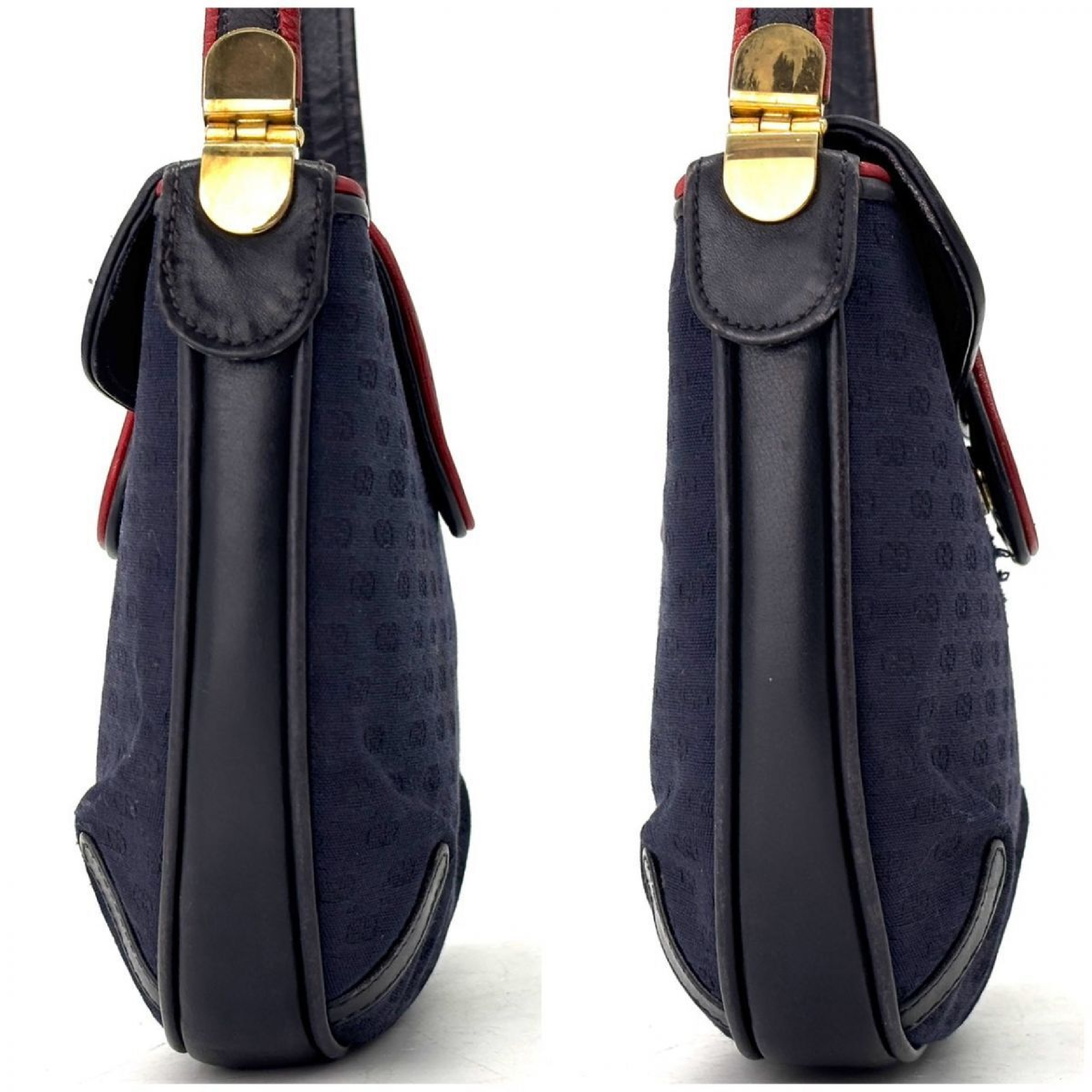 GG Canvas Interlocking Sherry Line Micro GG Gold Hardware Leather Women's Shoulder Bag — view 8