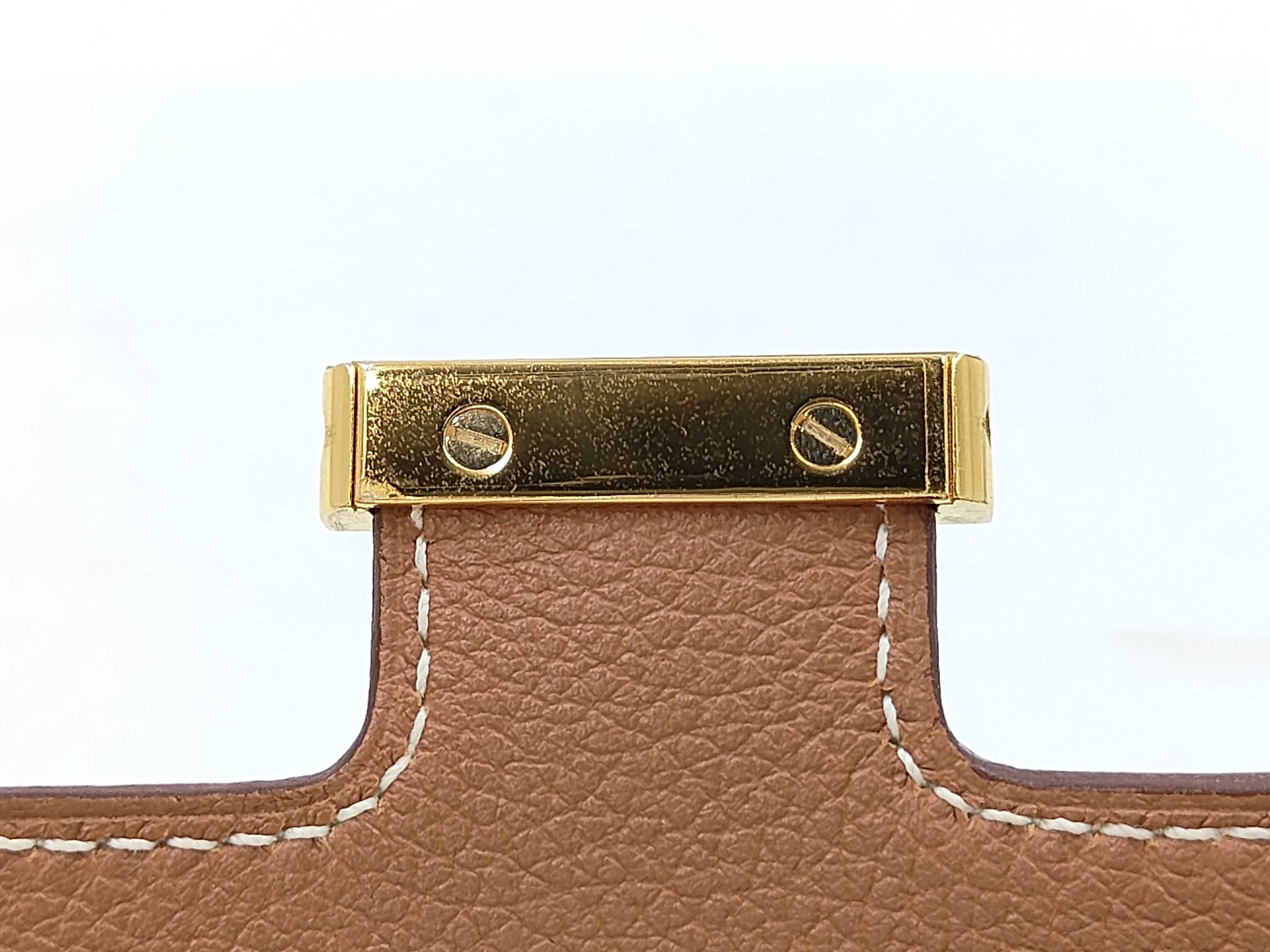 Constance Togo shoulder bag, brown with gold hardware, W stamp, includes strap and box. — view 8