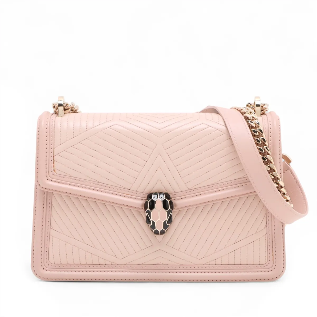 Serpenti Leather Chain Shoulder Bag Pink