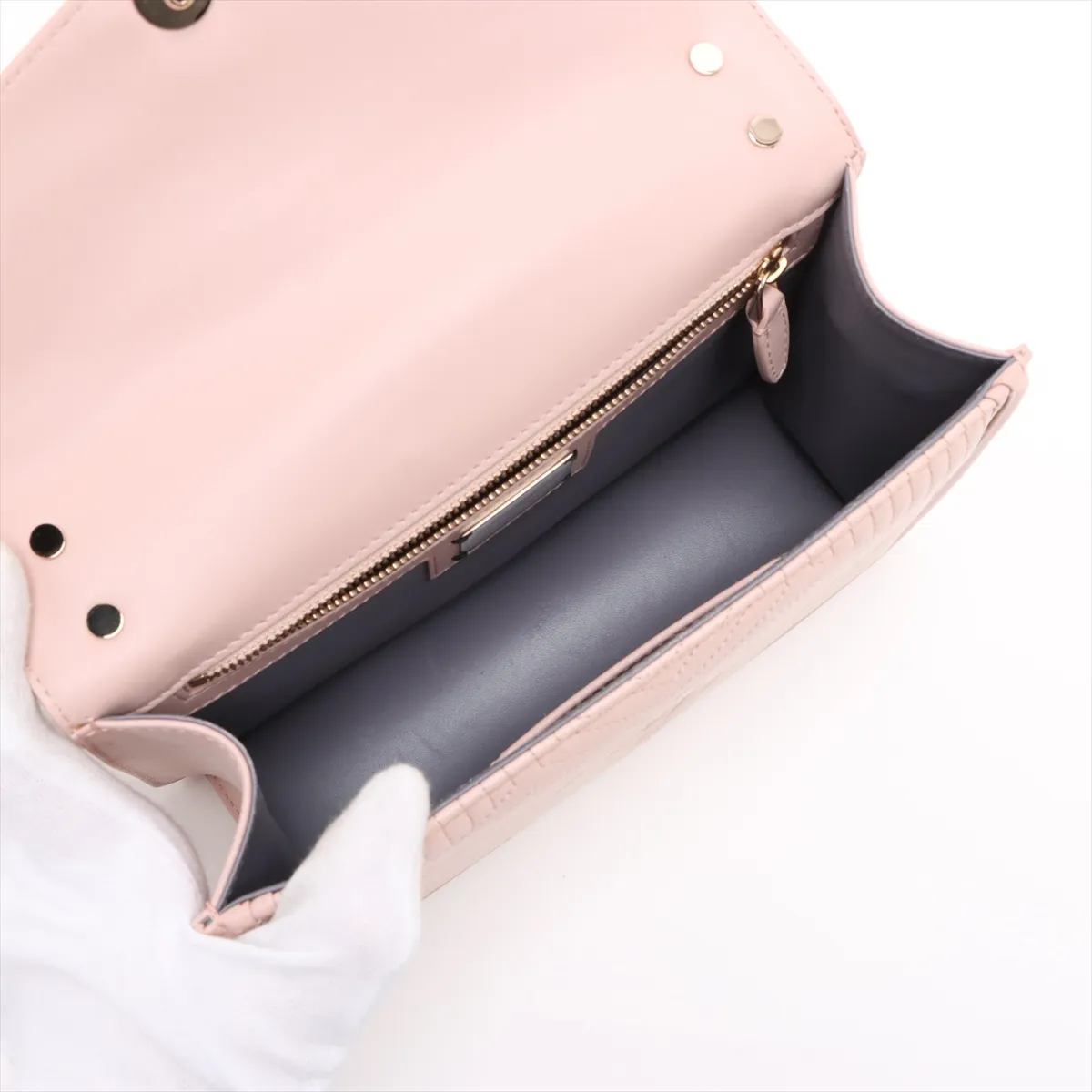 Serpenti Leather Chain Shoulder Bag Pink — view 7