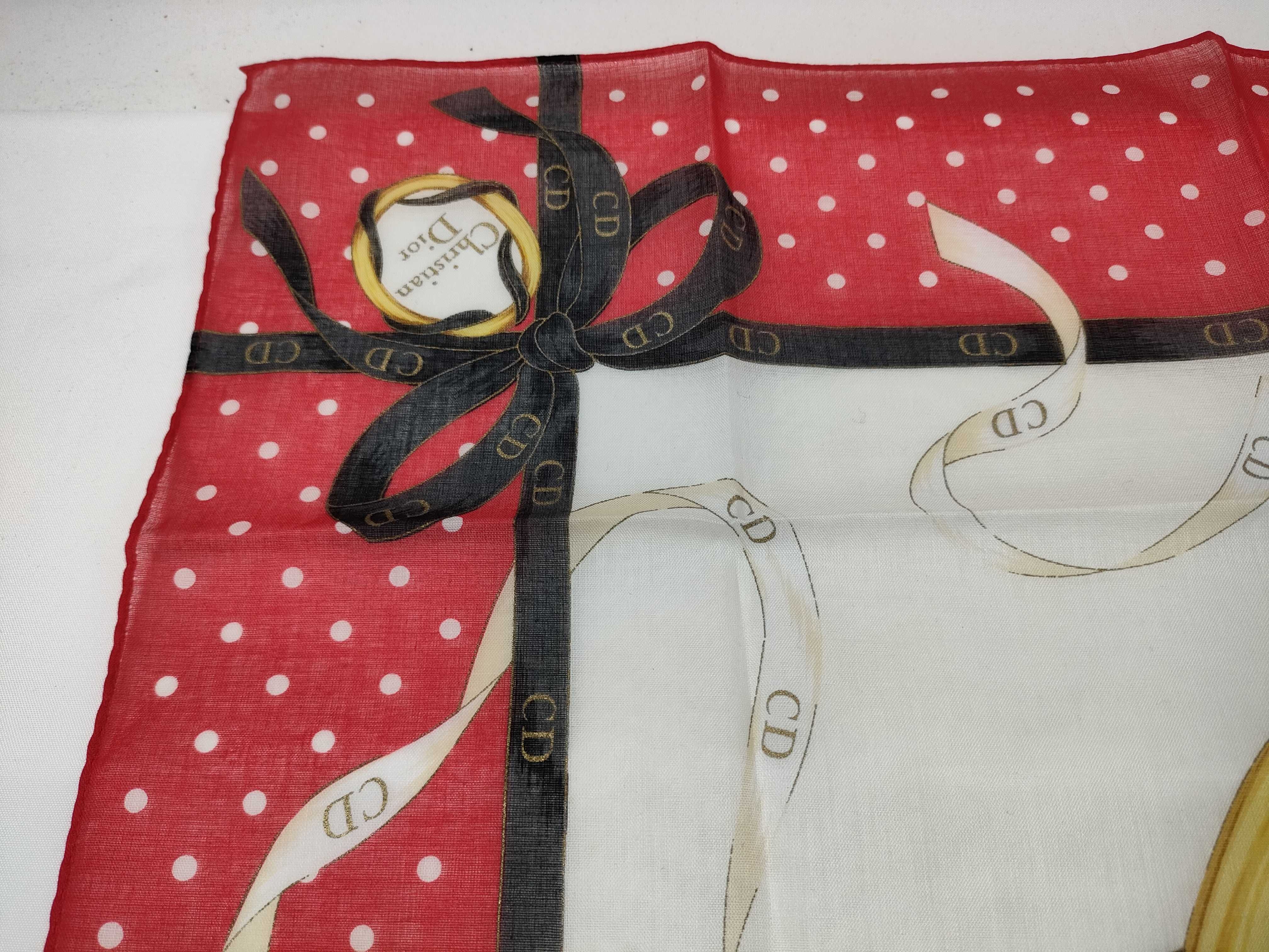 handkerchief scarf with sticker, CD logo, emblem, ribbon, polka dots, and other accessories. — view 8