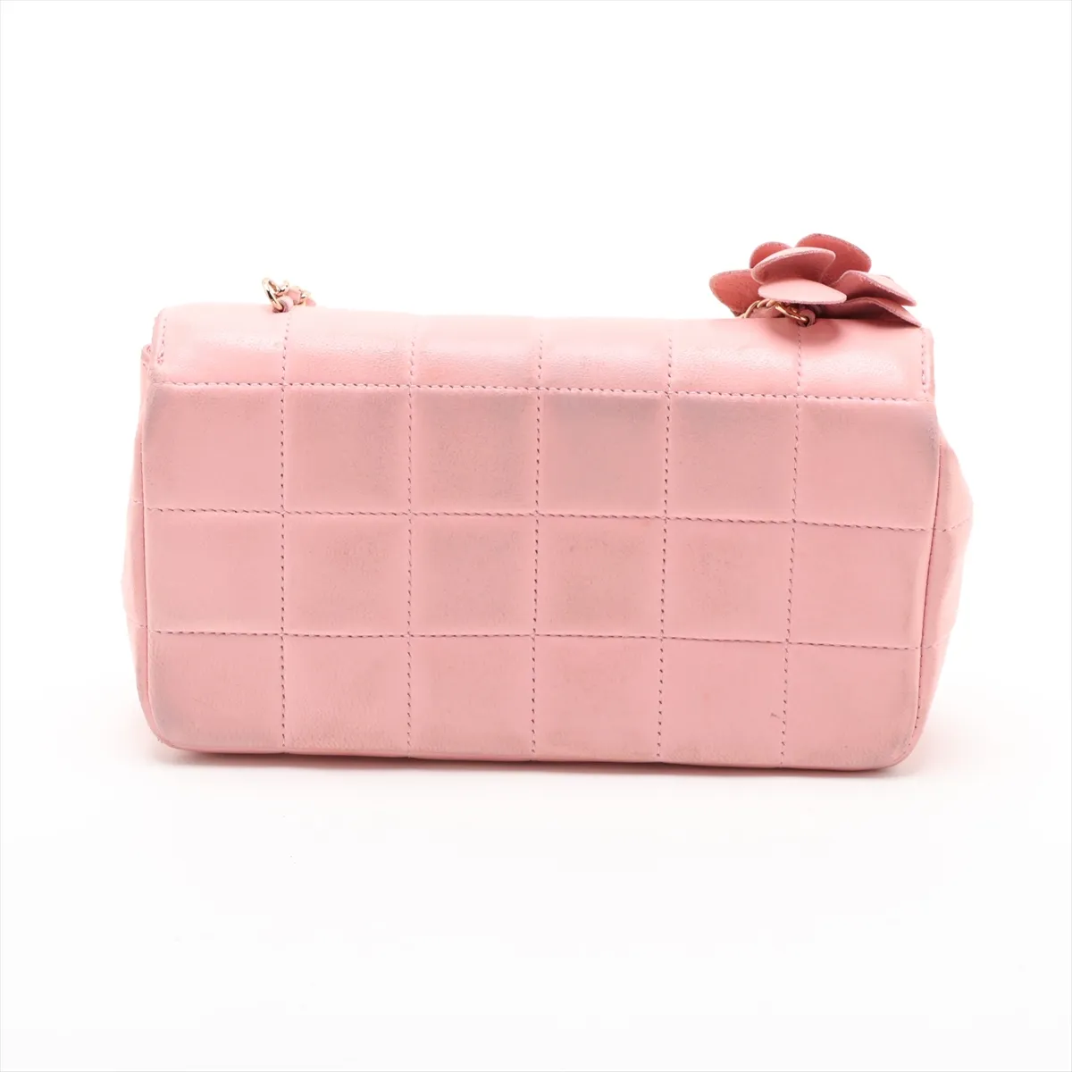 Chocolate Bar Lambskin Chain Shoulder Bag, Camellia Design, Pink with Gold Hardware, 9194680, Series 9 — view 2