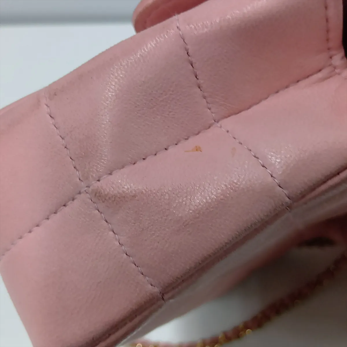 Chocolate Bar Lambskin Chain Shoulder Bag, Camellia Design, Pink with Gold Hardware, 9194680, Series 9 — view 11