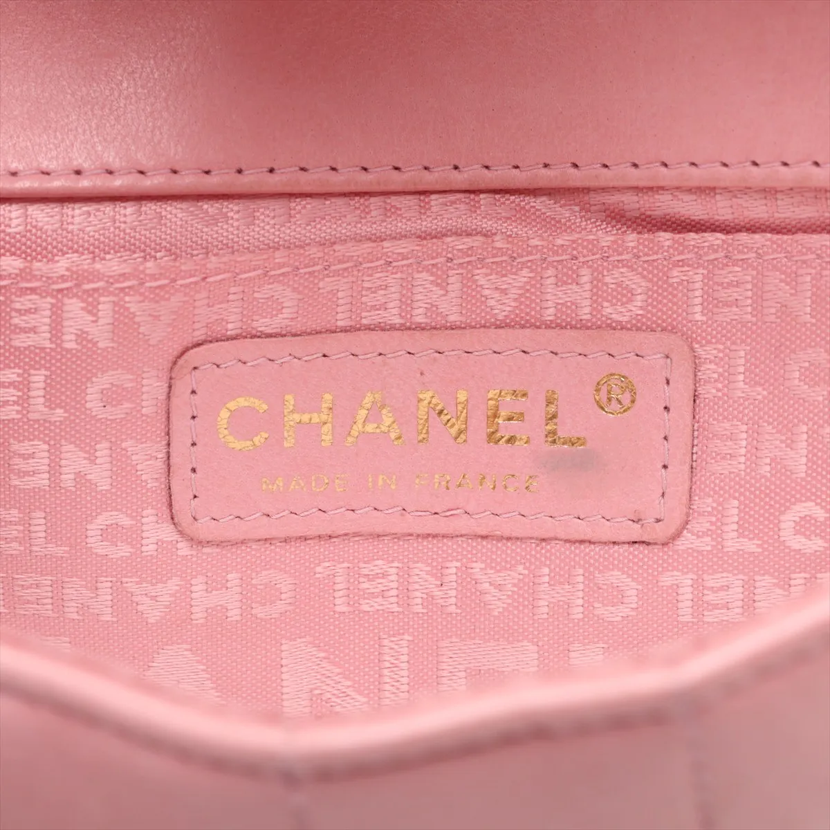 Chocolate Bar Lambskin Chain Shoulder Bag, Camellia Design, Pink with Gold Hardware, 9194680, Series 9 — view 8
