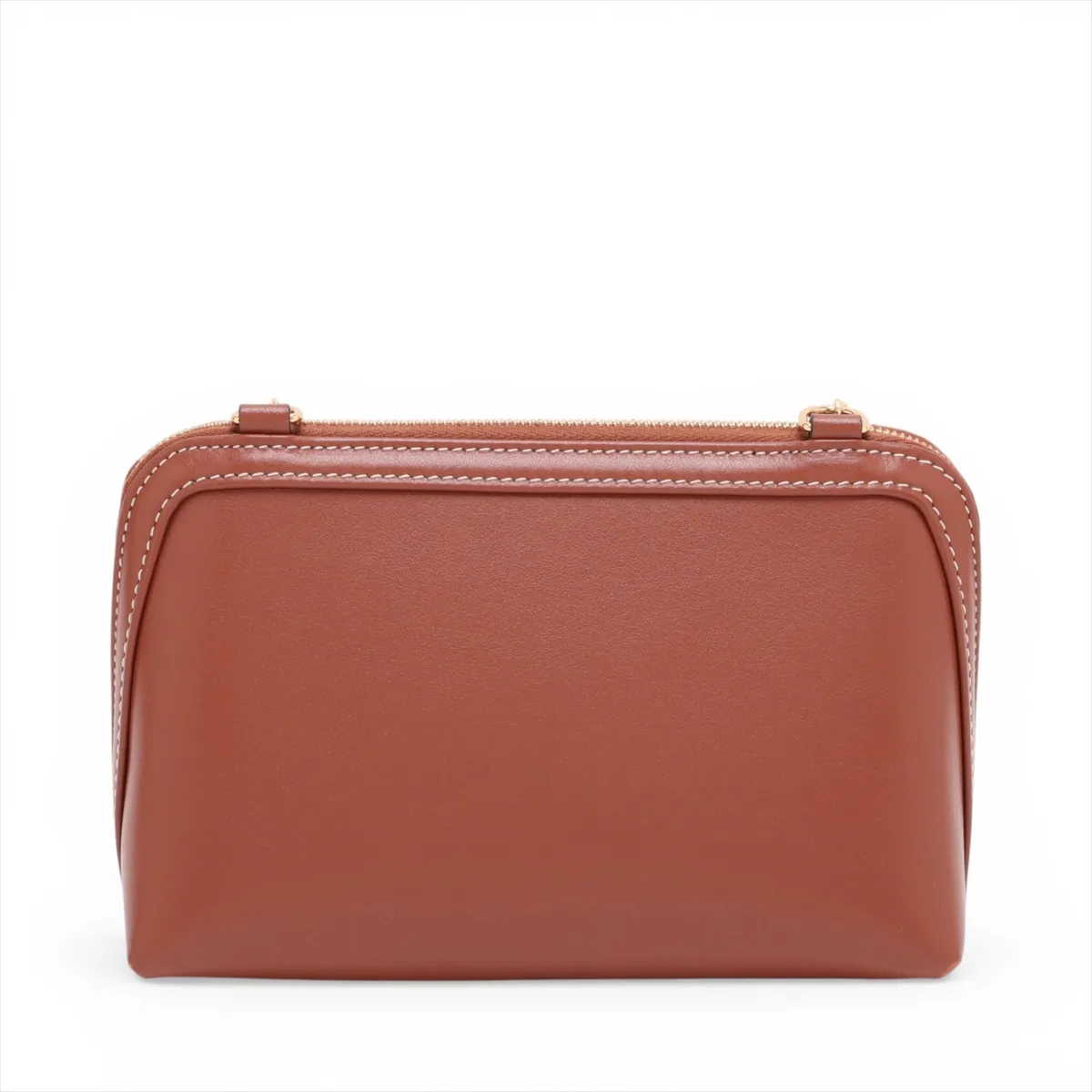 Triomphe Chain Clutch Cuir Leather Chain Shoulder Bag Brown — view 2