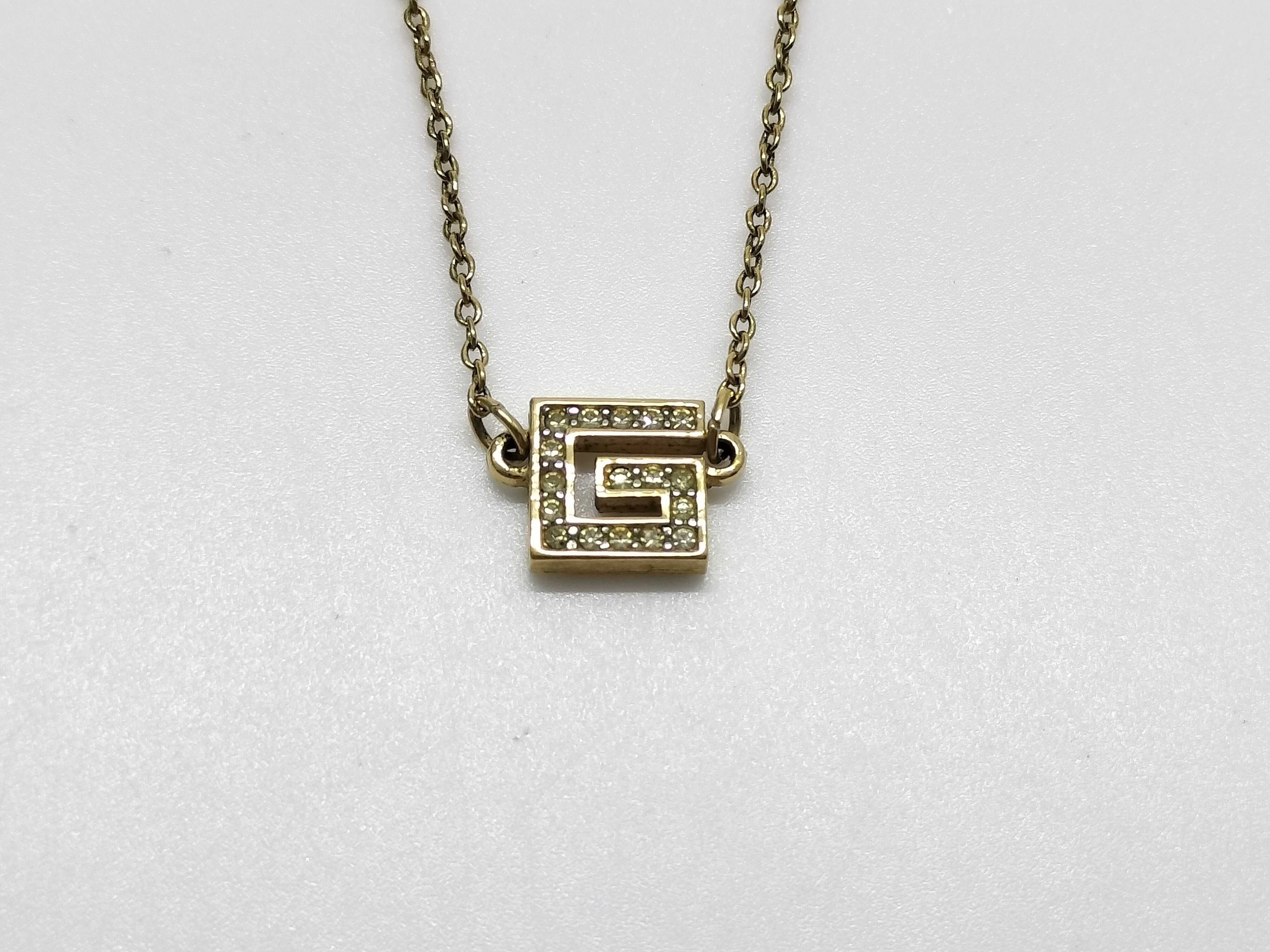 G logo rhinestone necklace gold plated necklace