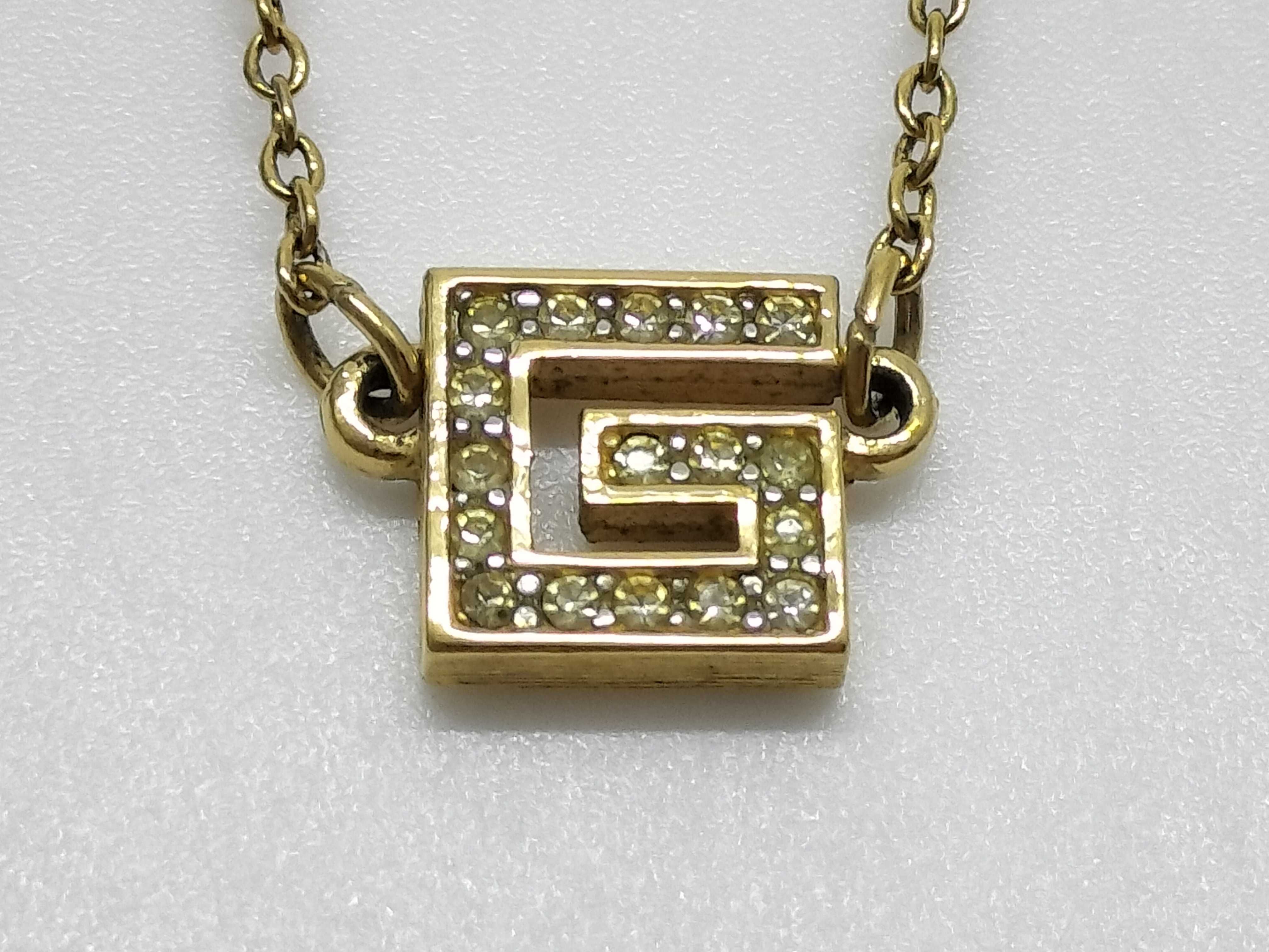 G logo rhinestone necklace gold plated necklace — view 2