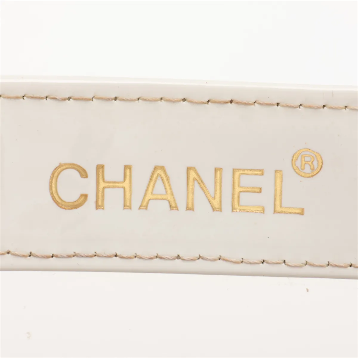 Coco Mark Vinyl Chain Tote Bag, White with Gold Hardware — view 8