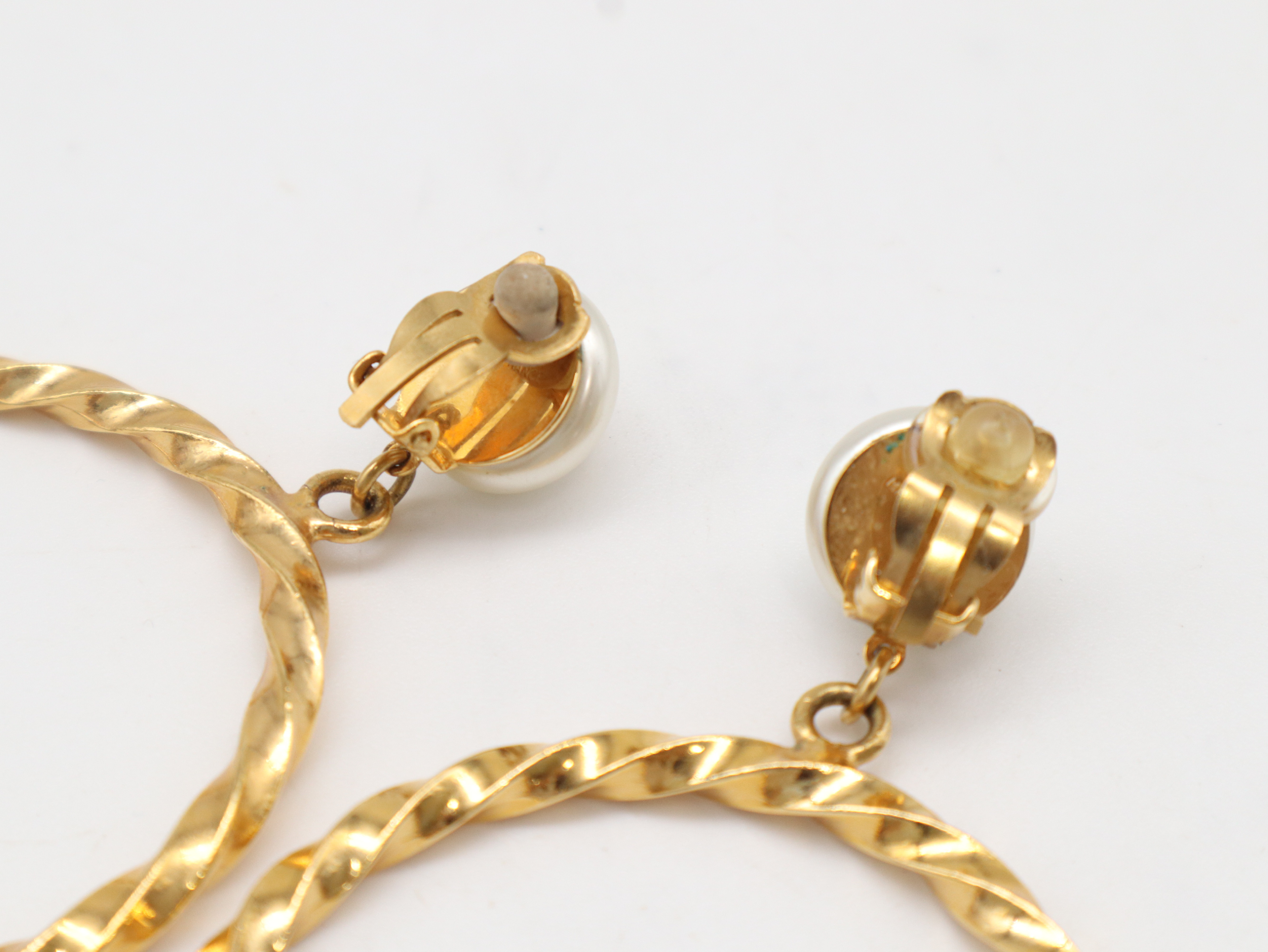 96A Pearl Hoop Earrings, Coco Mark, GP Earrings — view 2