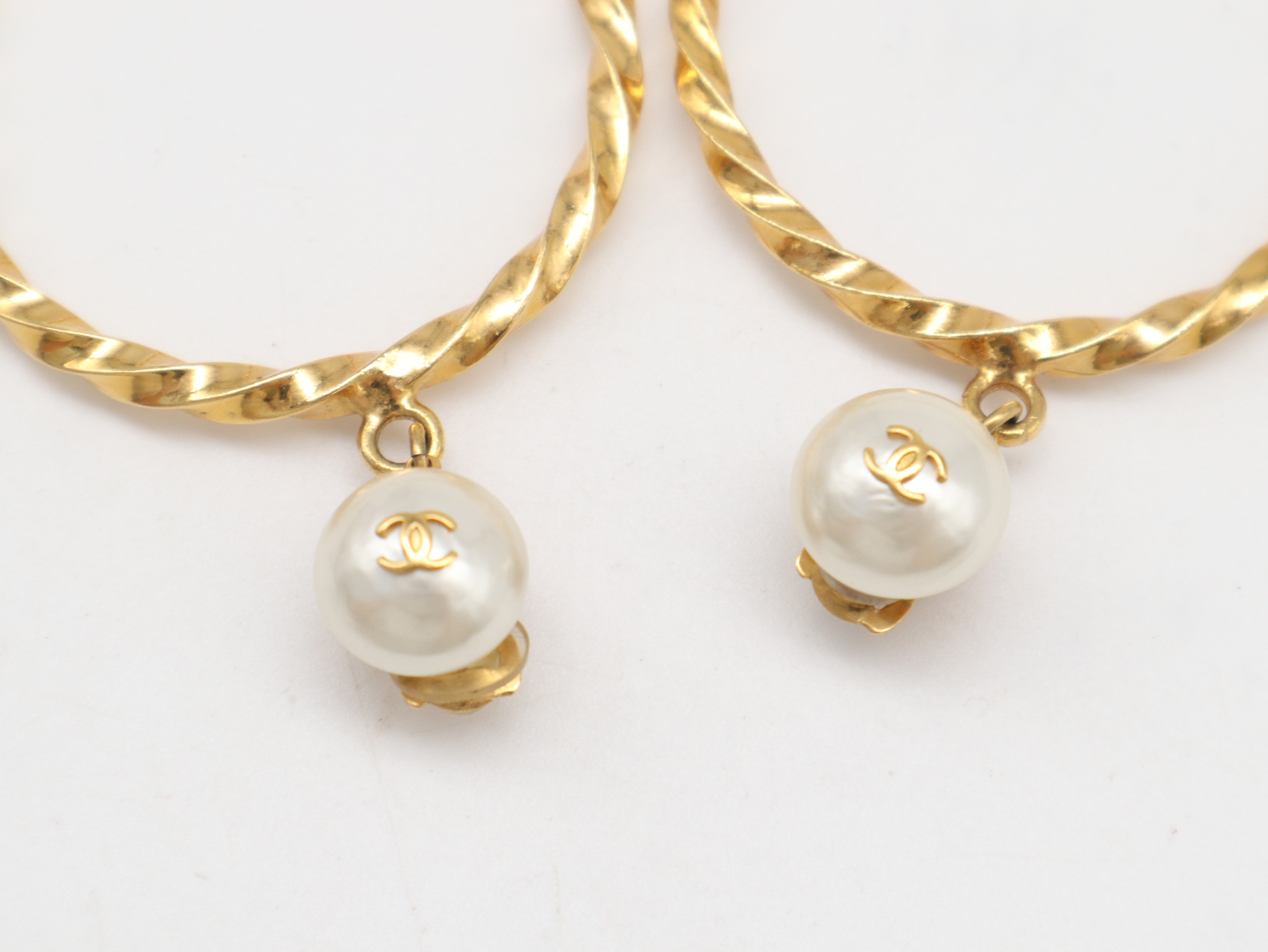 96A Pearl Hoop Earrings, Coco Mark, GP Earrings — view 5