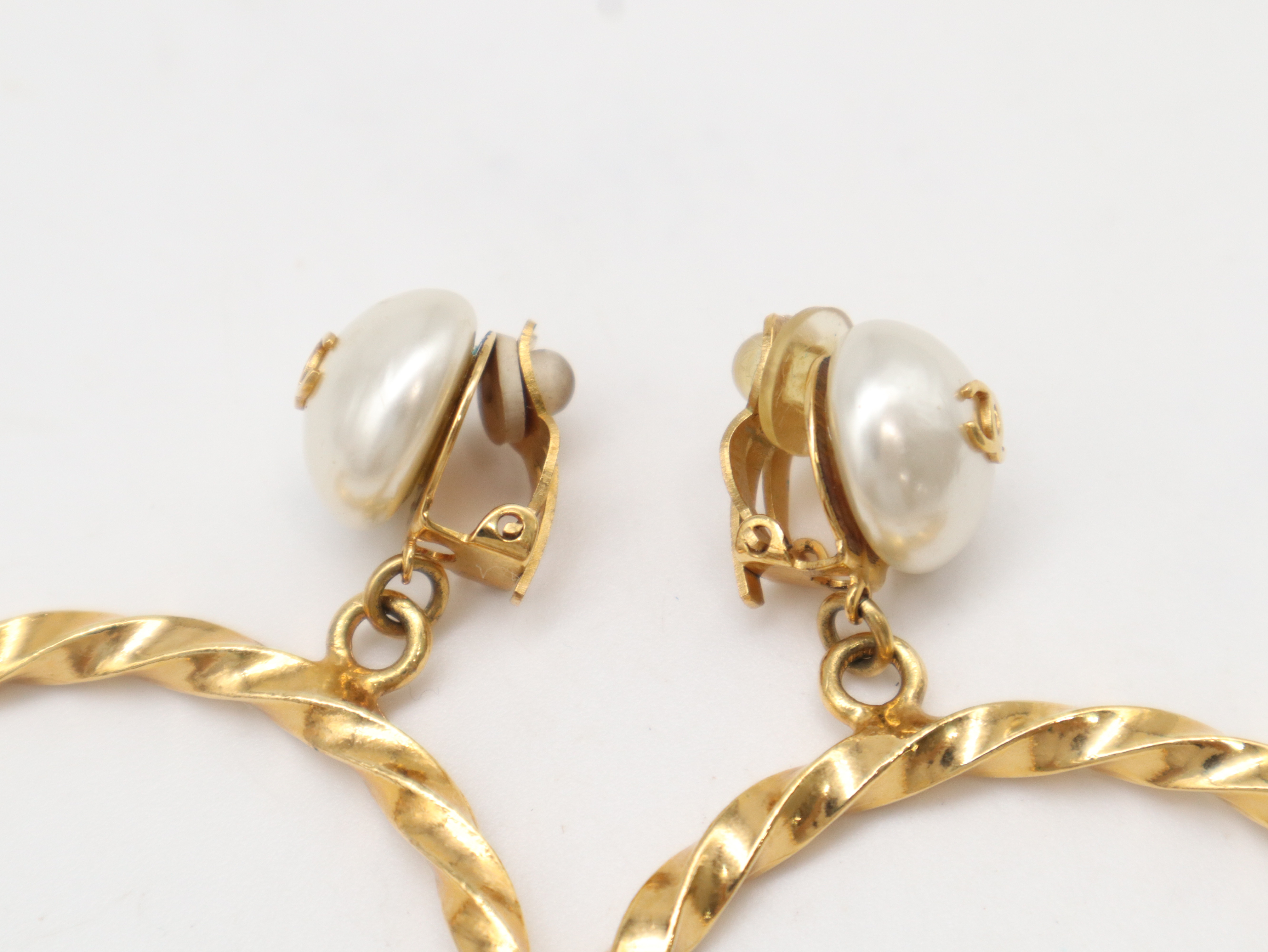 96A Pearl Hoop Earrings, Coco Mark, GP Earrings — view 6