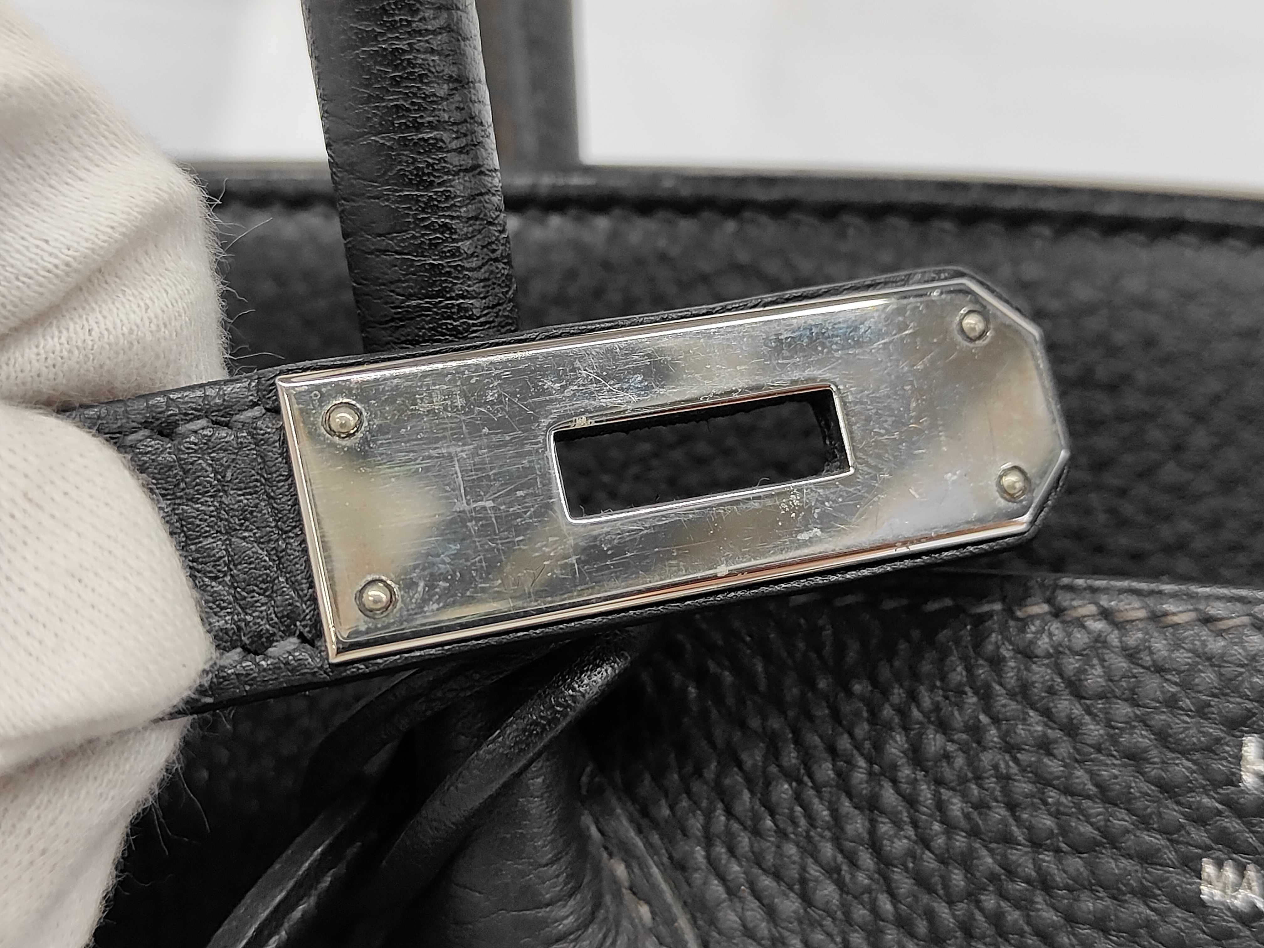 Birkin 35 Black Togo Silver Hardware H Stamp Handbag — view 13