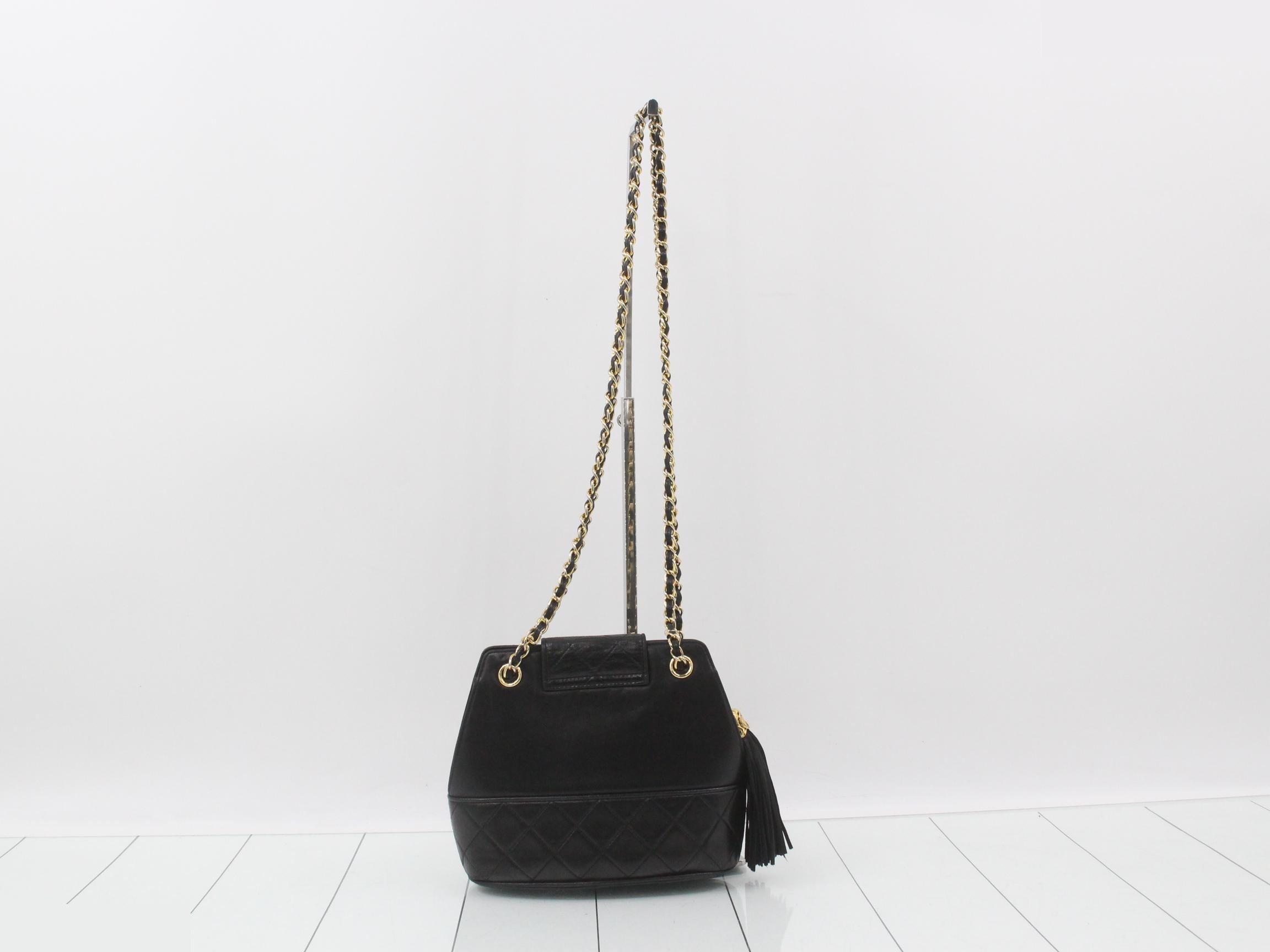 Matelassé Chain Shoulder Bag with Tassel, Unit 1 — view 2