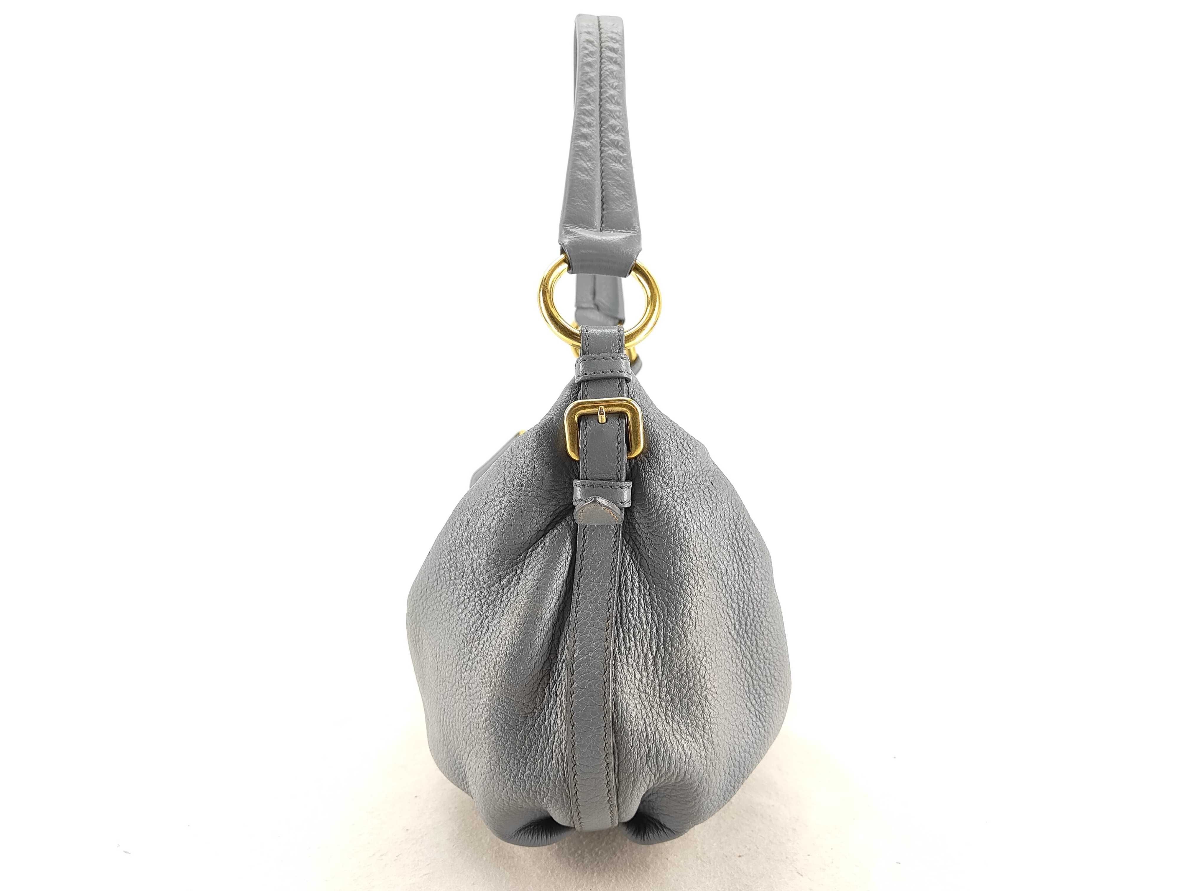 leather shoulder bag, blue, with name tag. — view 3