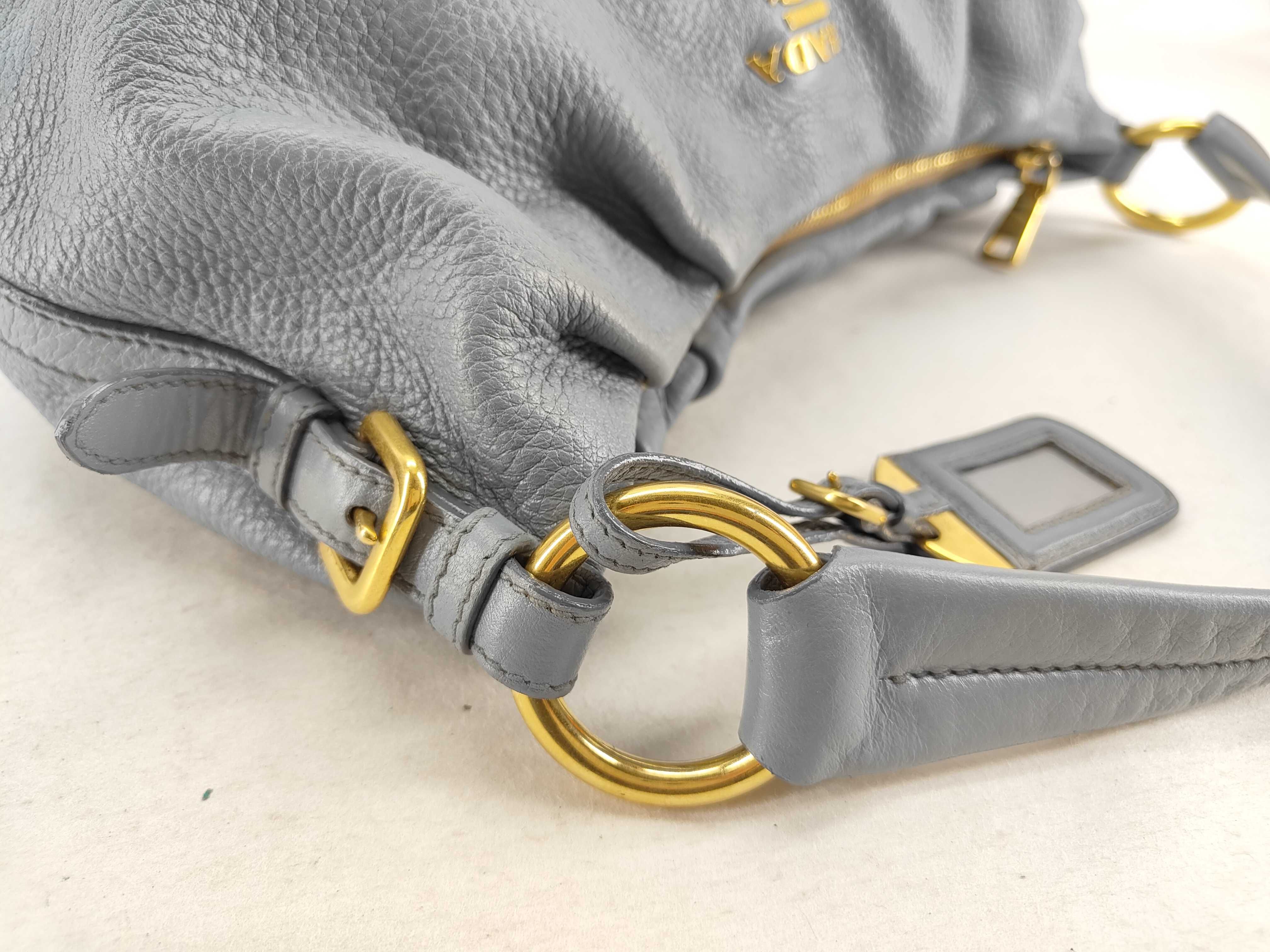 leather shoulder bag, blue, with name tag. — view 6