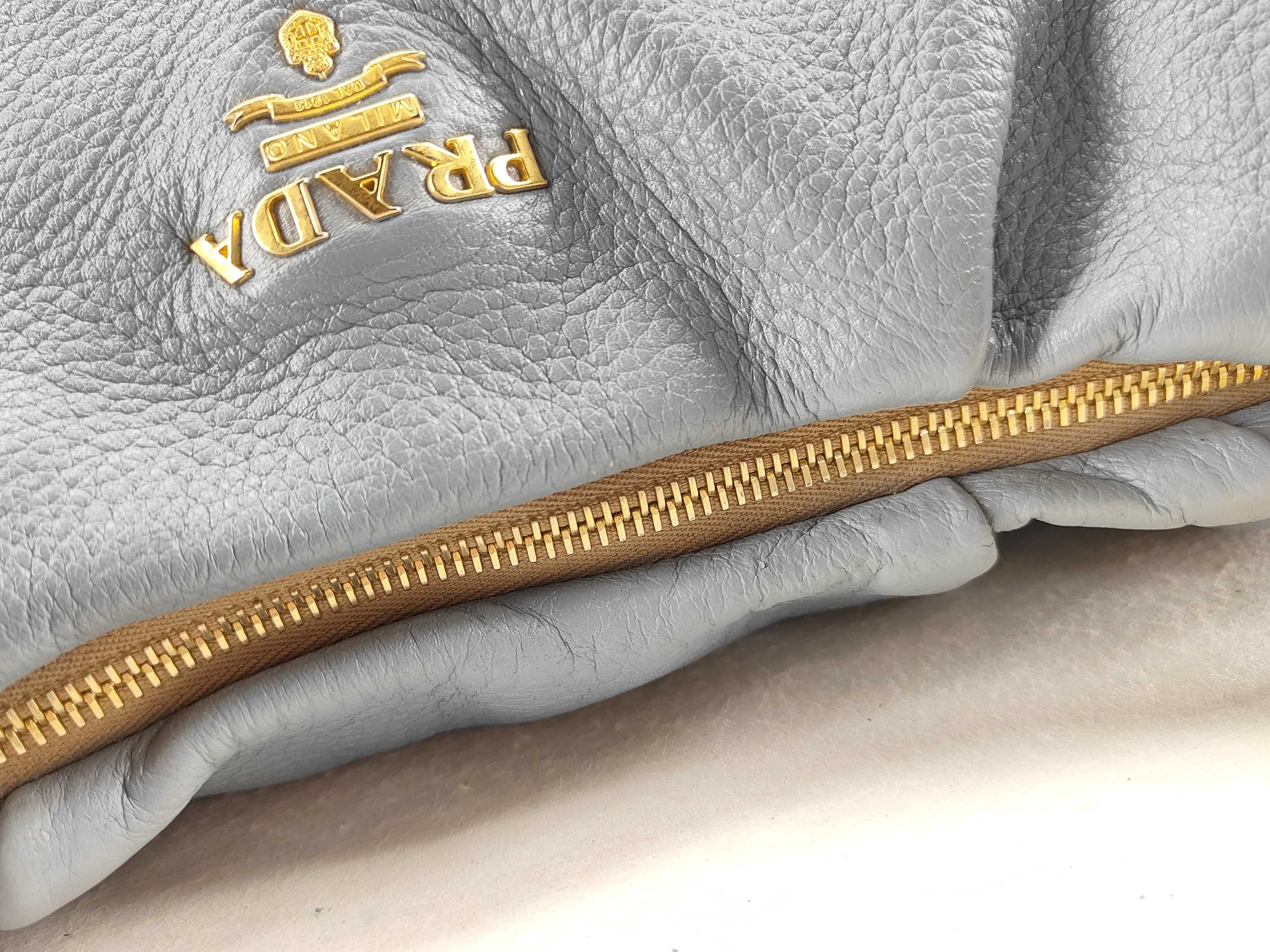 leather shoulder bag, blue, with name tag. — view 7