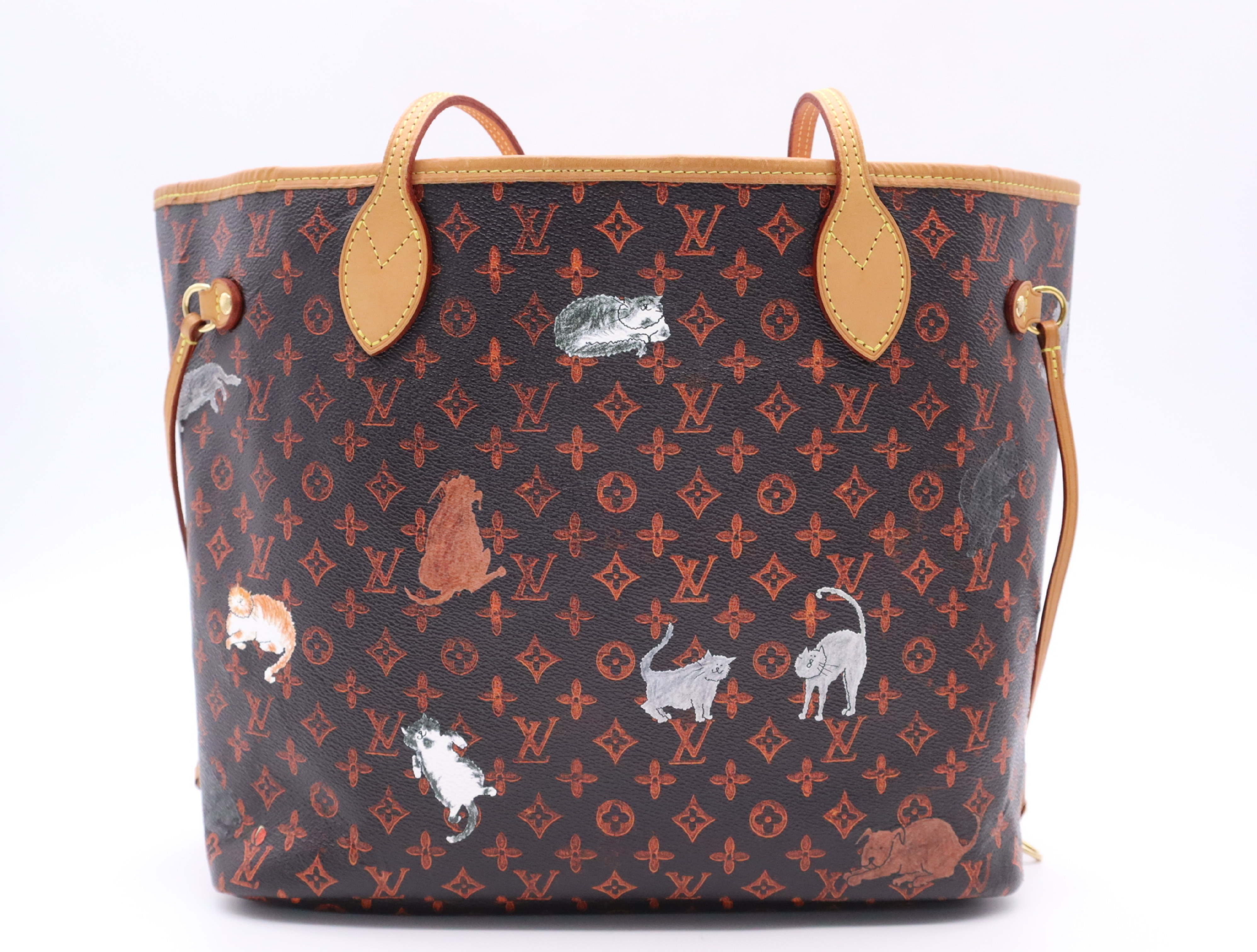 M44441 Monogram Neverfull MM Catgram Tote Bag with Pouch — view 2