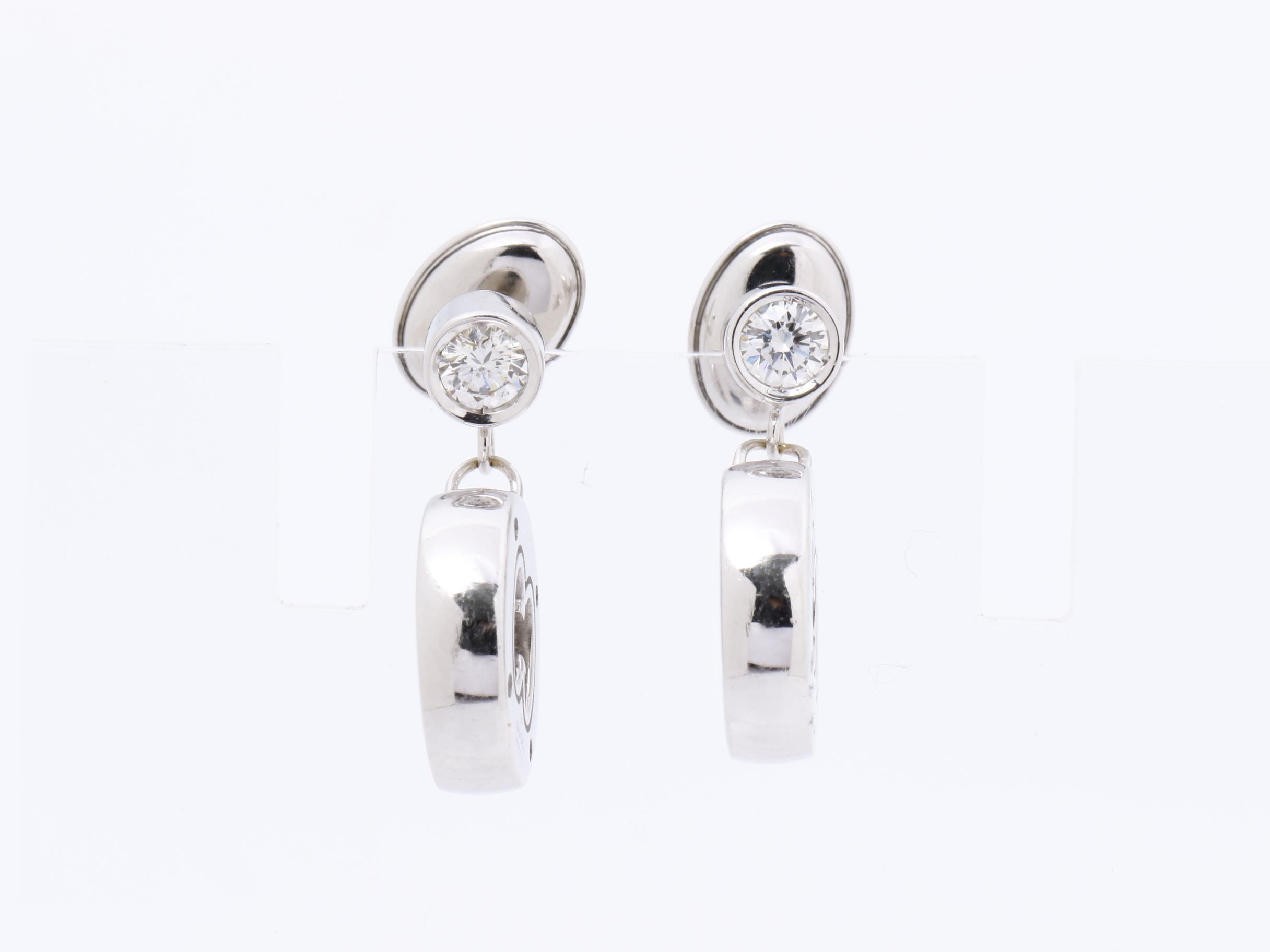 K18WG GG Diamond Earrings, 7.7g