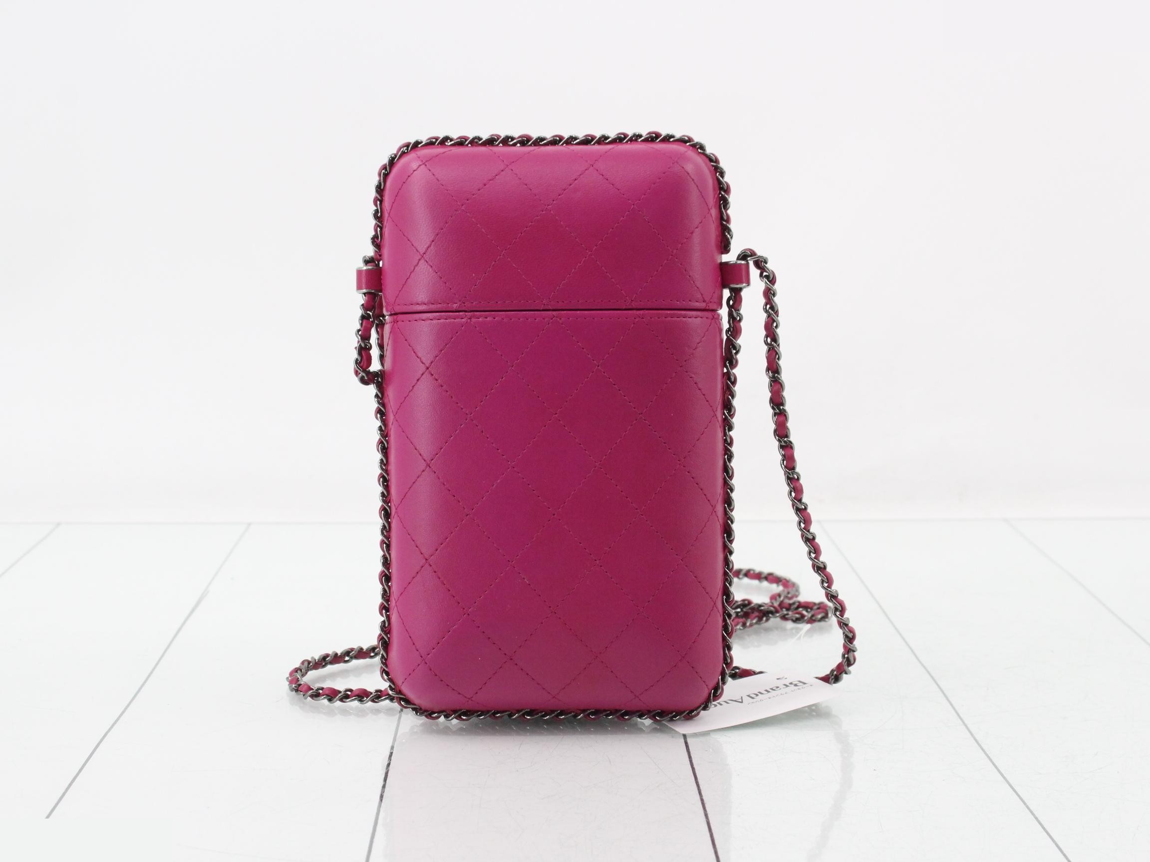 Matelassé Leather Chain Phone Holder — view 2