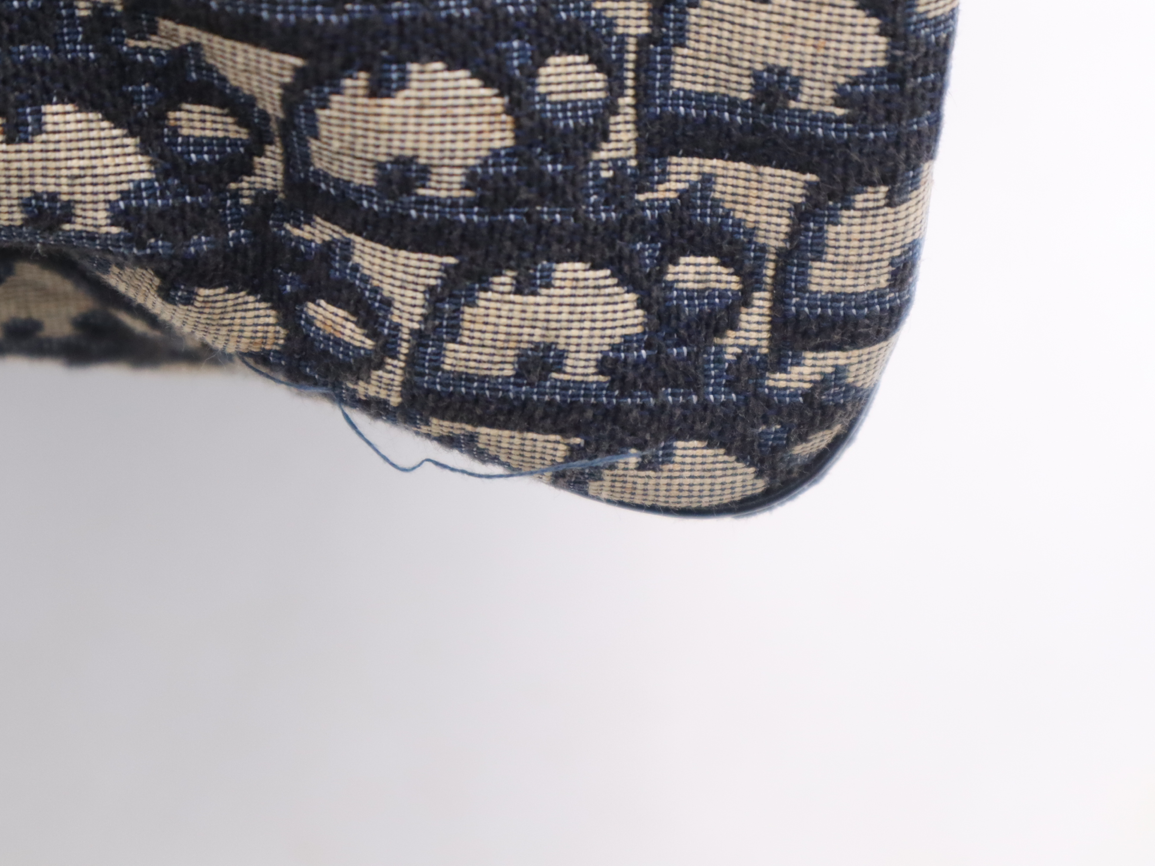 Canvas x Leather Trotter Navy Boston Bag with Silver Hardware — view 12