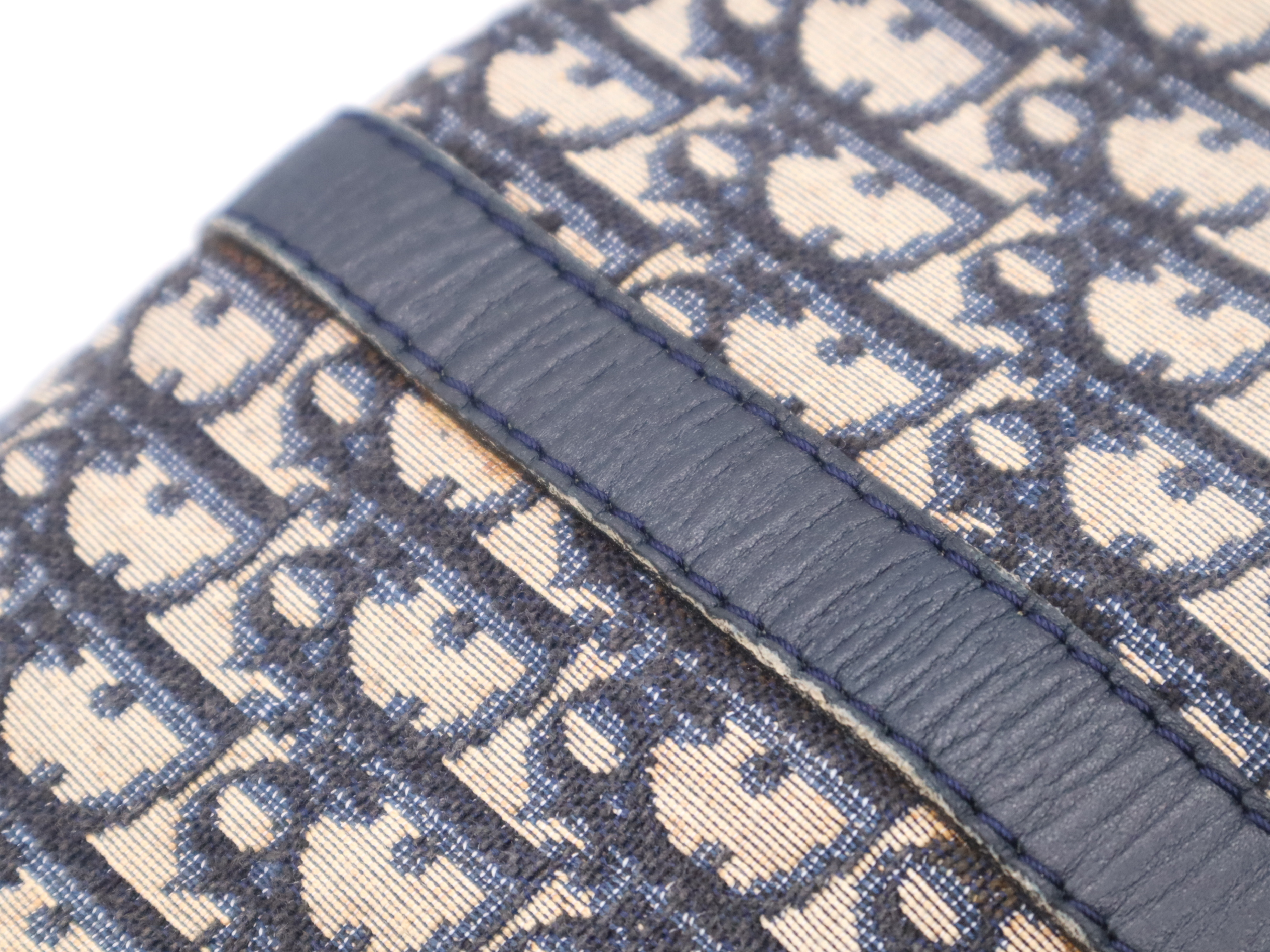 Canvas x Leather Trotter Navy Boston Bag with Silver Hardware — view 10