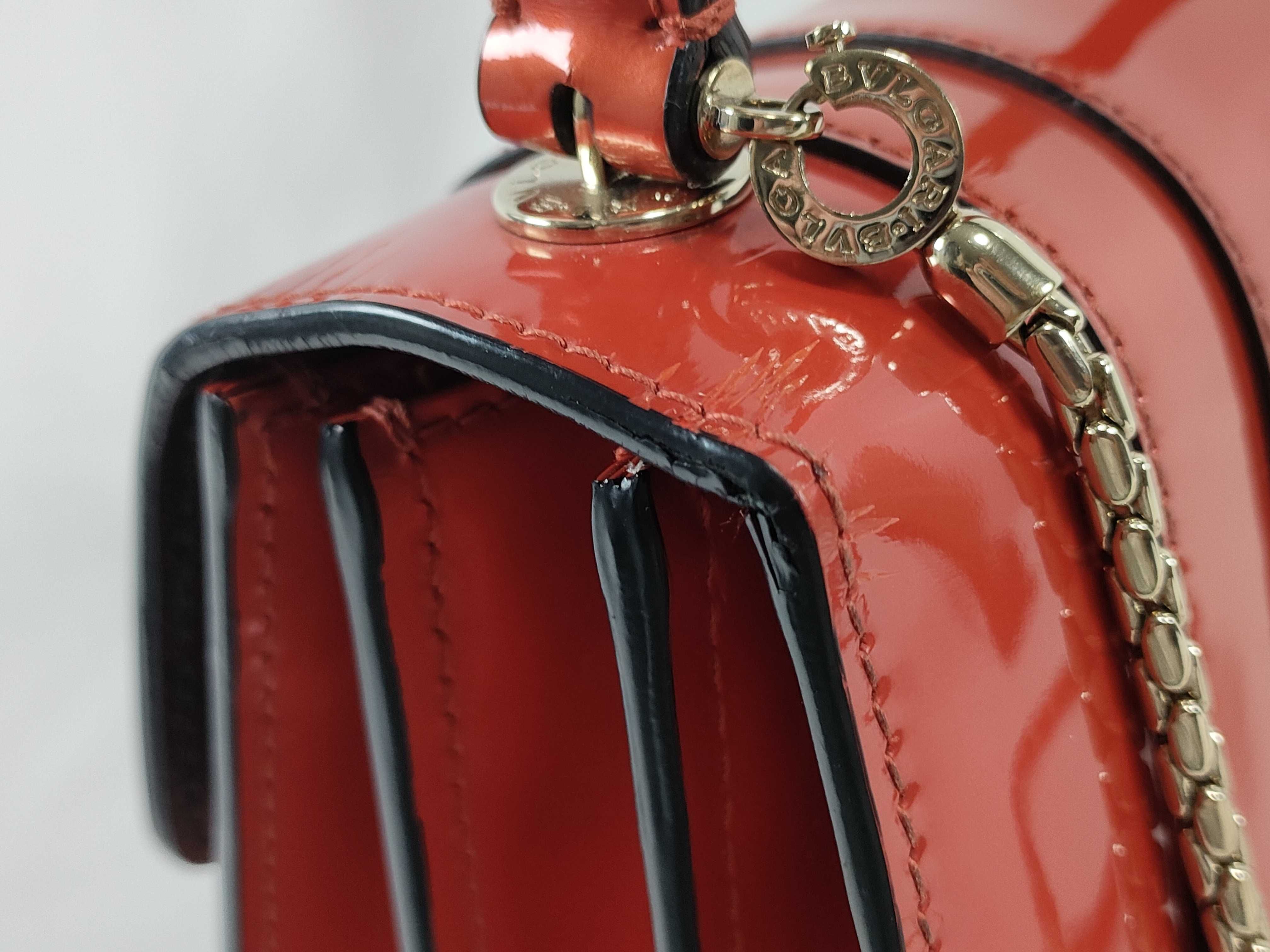 Bulgari Serpenti Bicolor Leather Chain Shoulder Bag Red Handbag — view 14