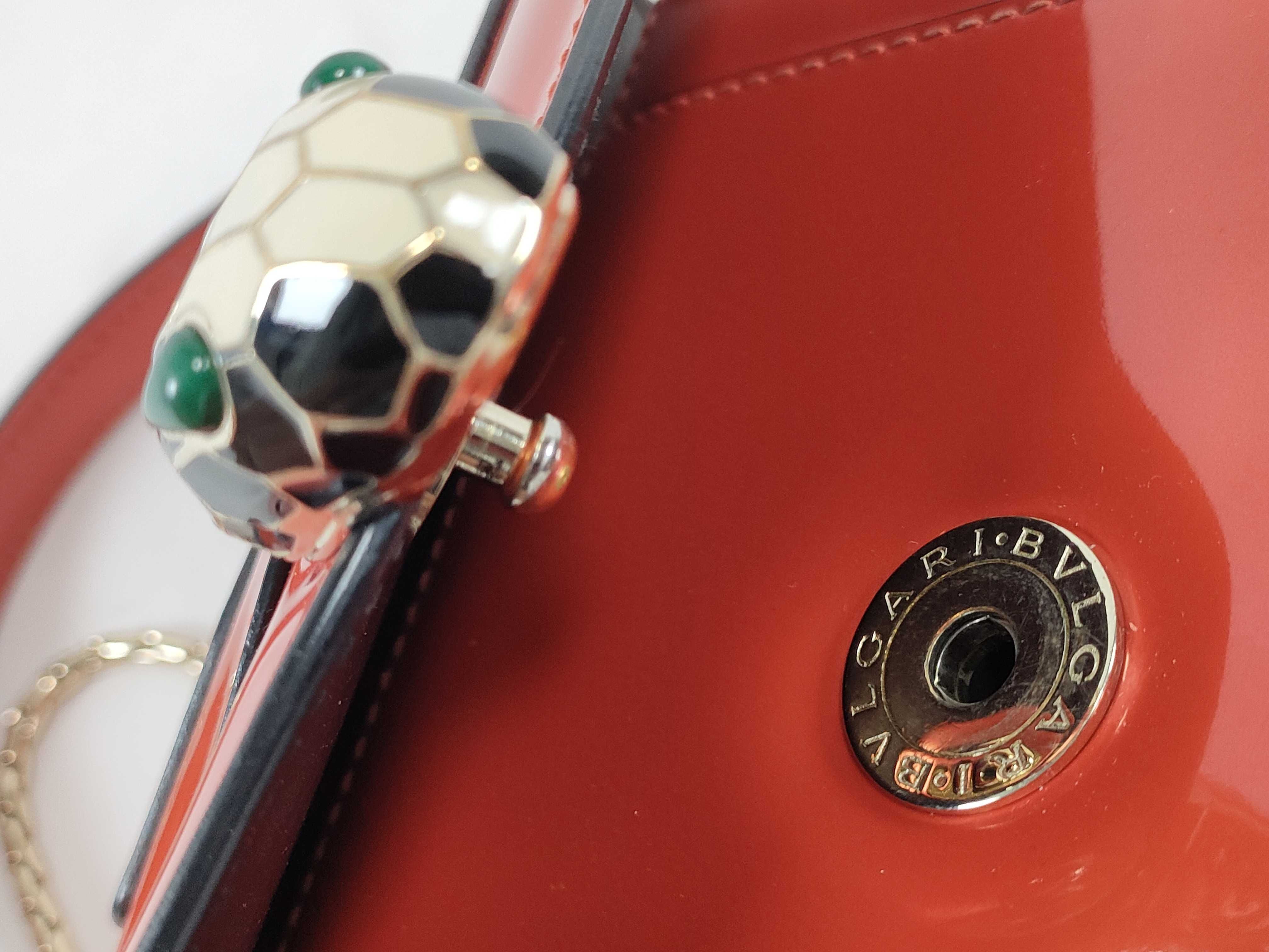 Bulgari Serpenti Bicolor Leather Chain Shoulder Bag Red Handbag — view 15