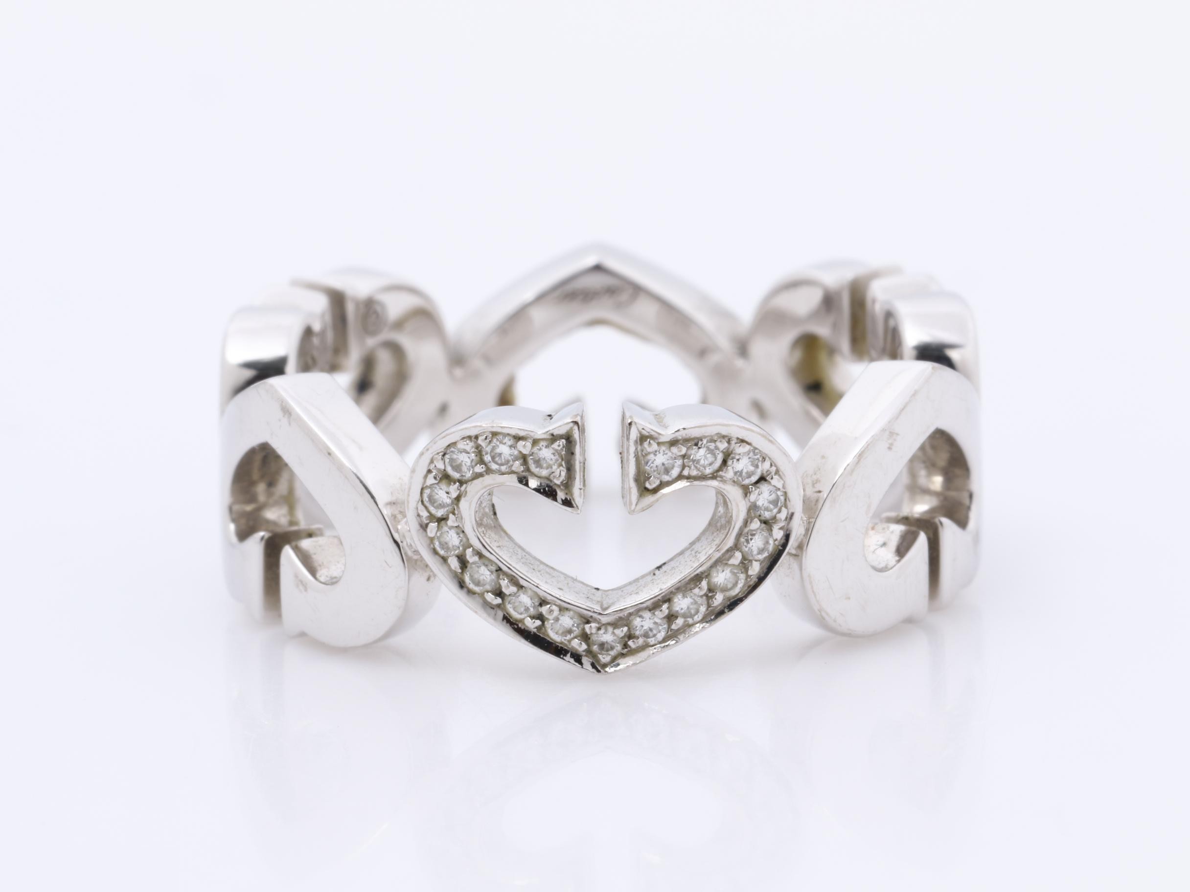 750WG C Heart Diamond Ring, Size 53, 8.0g, #53
