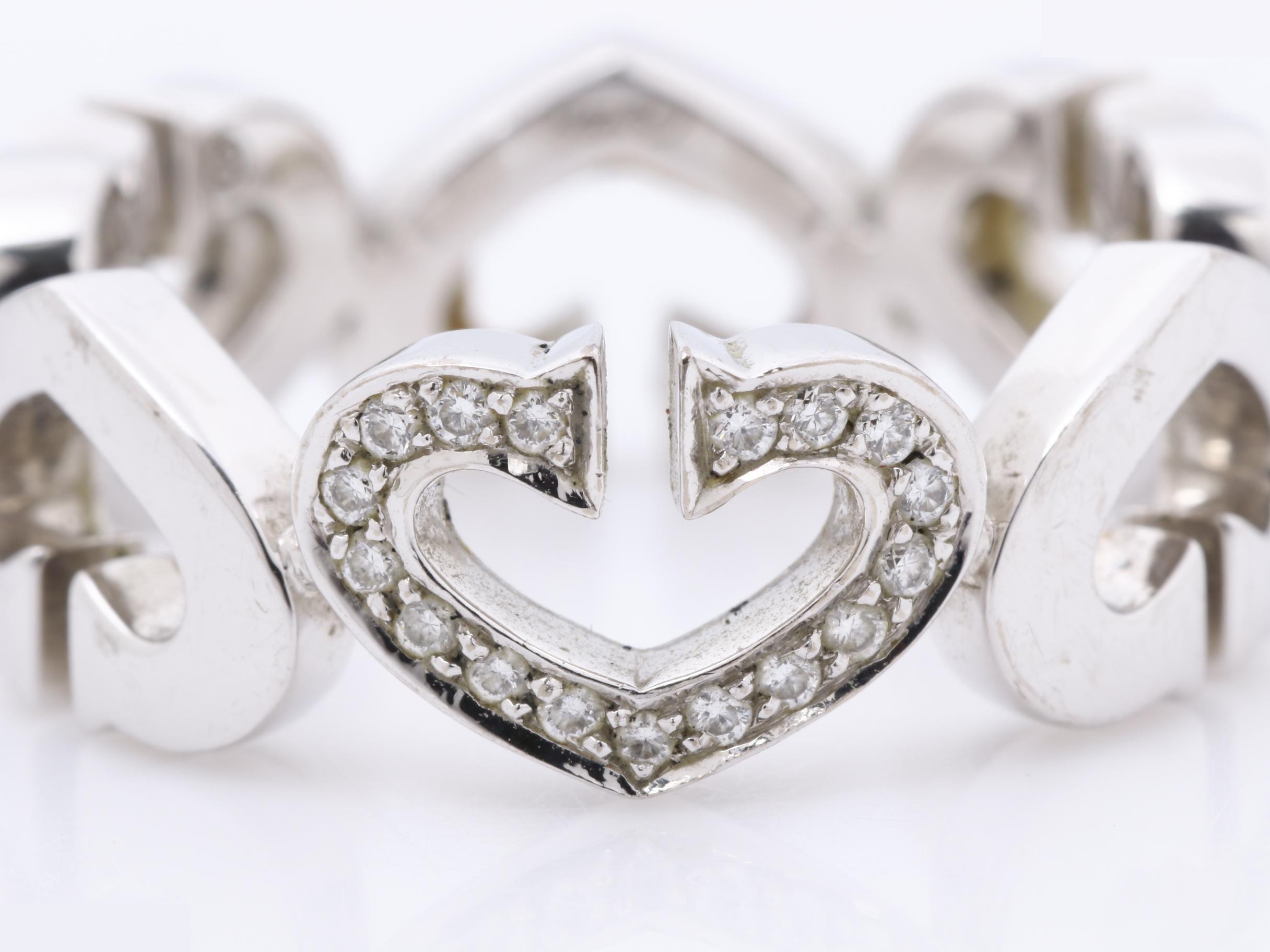 750WG C Heart Diamond Ring, Size 53, 8.0g, #53 — view 2