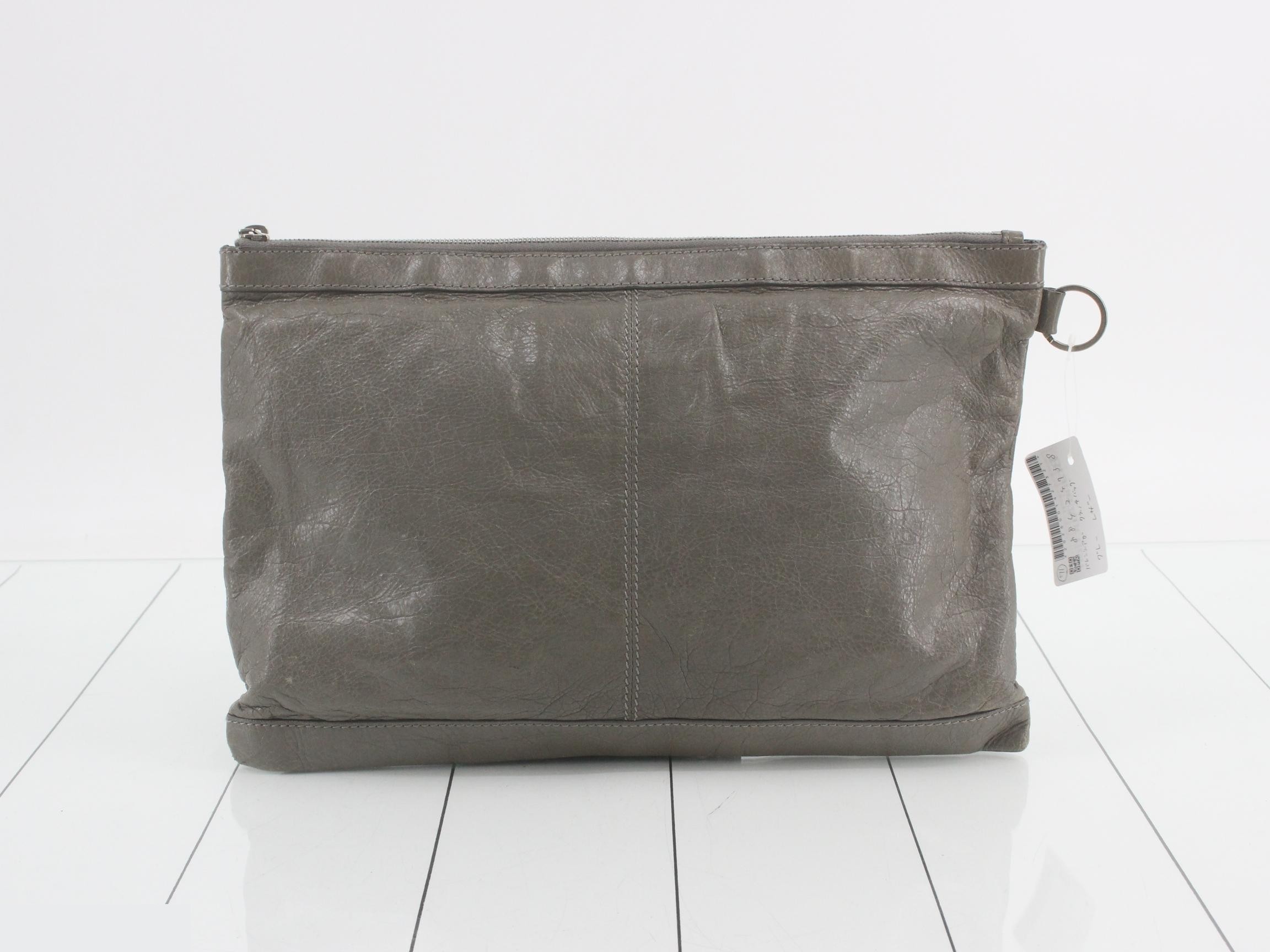 Clutch bag, gray, leather — view 2