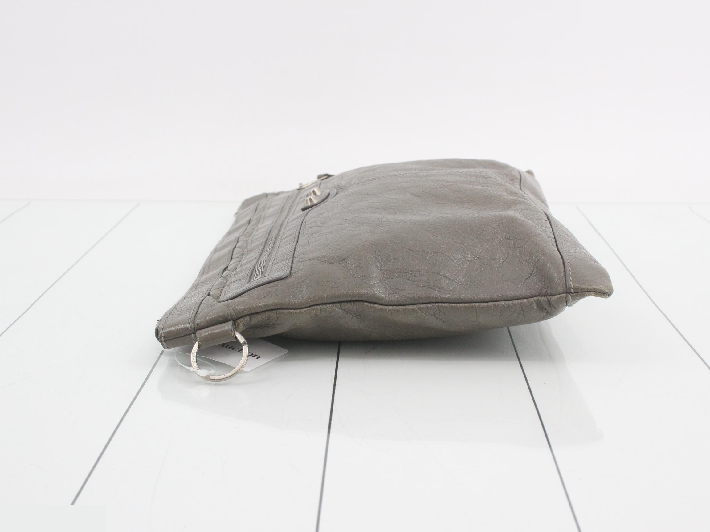 Clutch bag, gray, leather — view 4