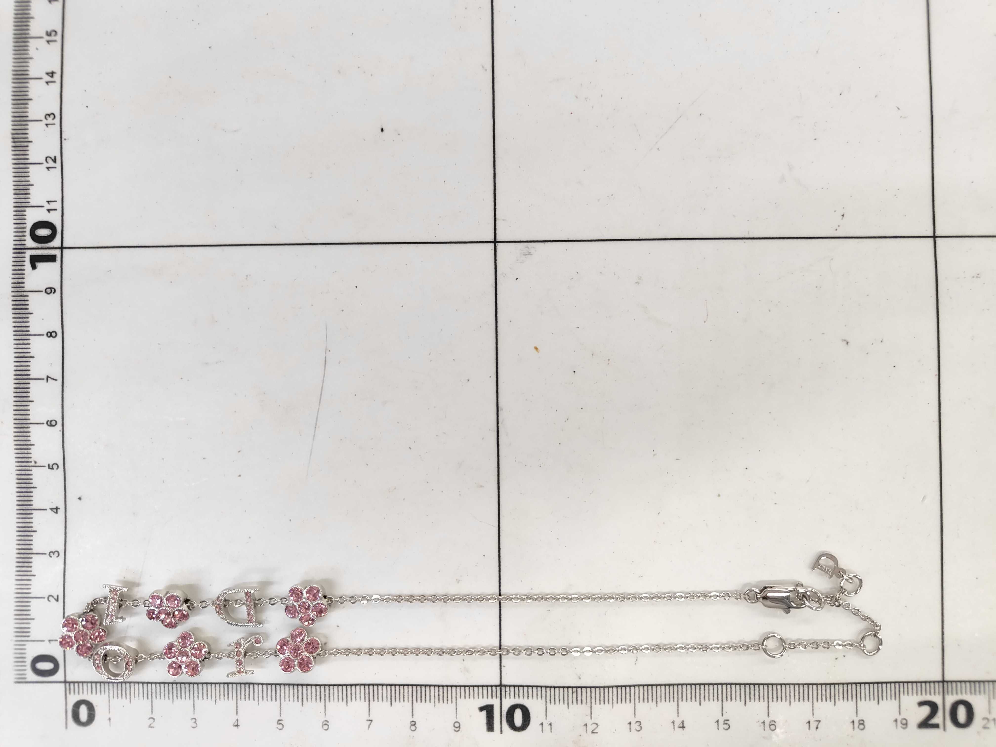 Flower Logo Rhinestone Silver x Pink Choker Necklace — view 5