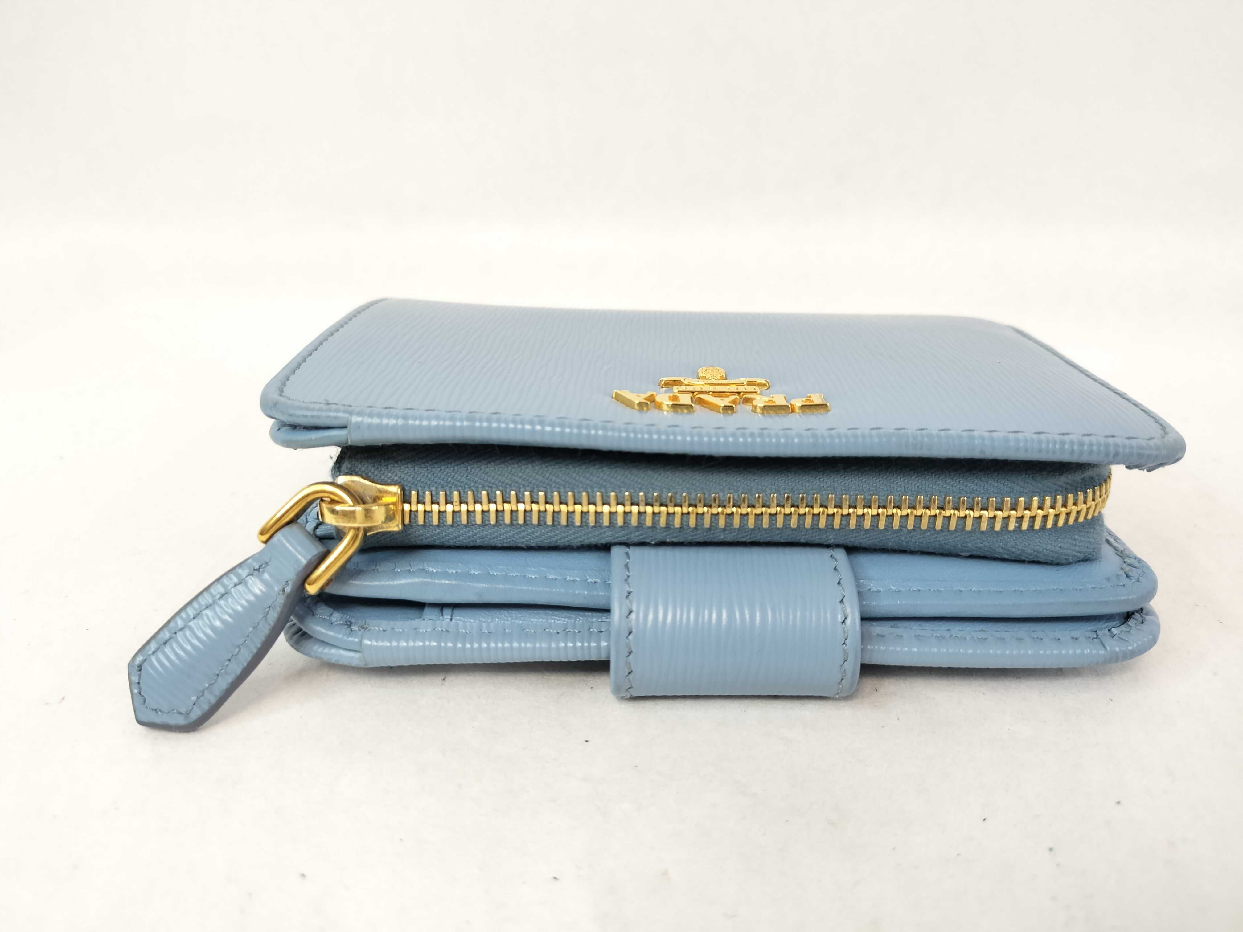 Compact Zip Bi-fold Wallet, Blue — view 6