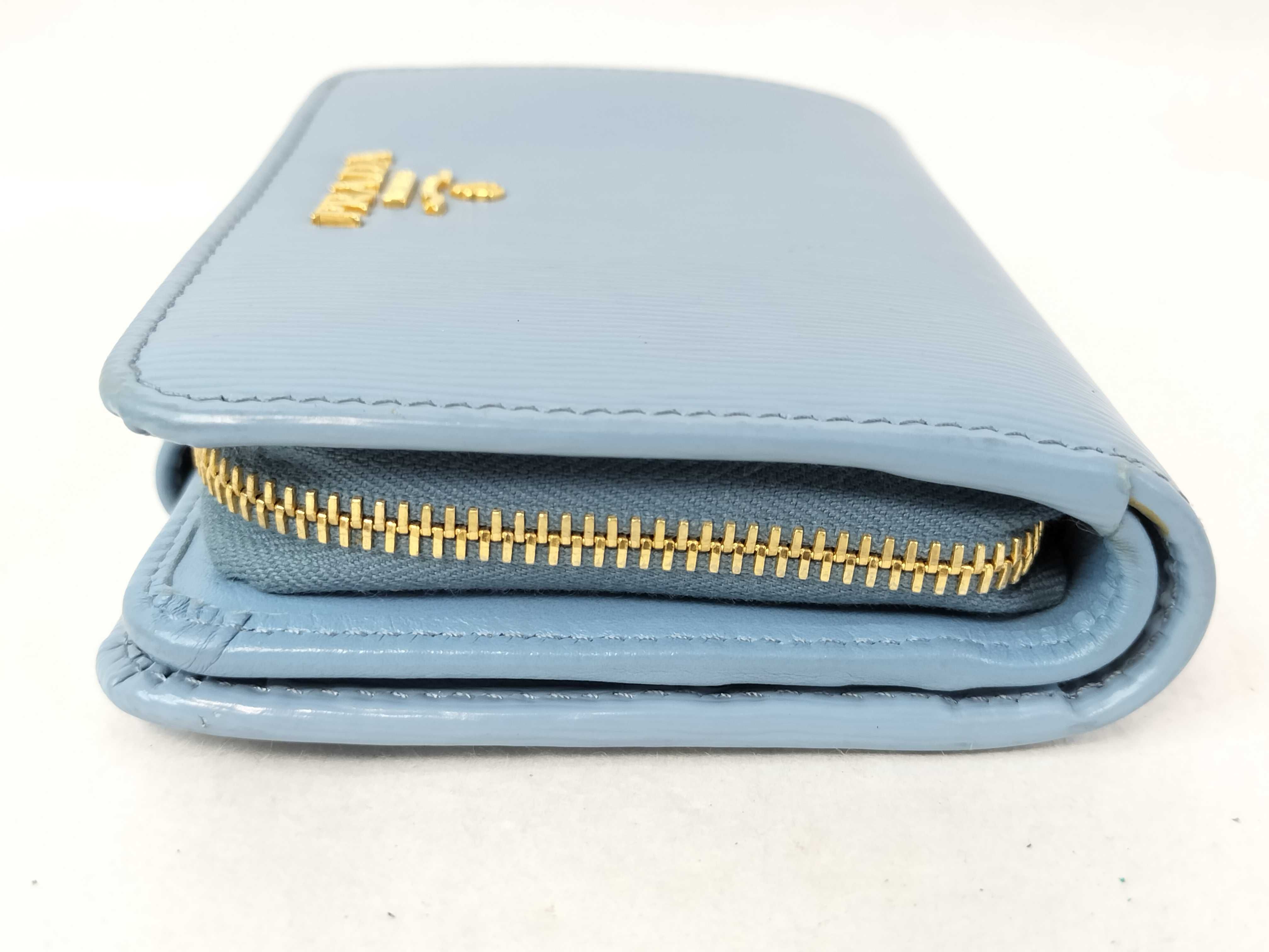 Compact Zip Bi-fold Wallet, Blue — view 7