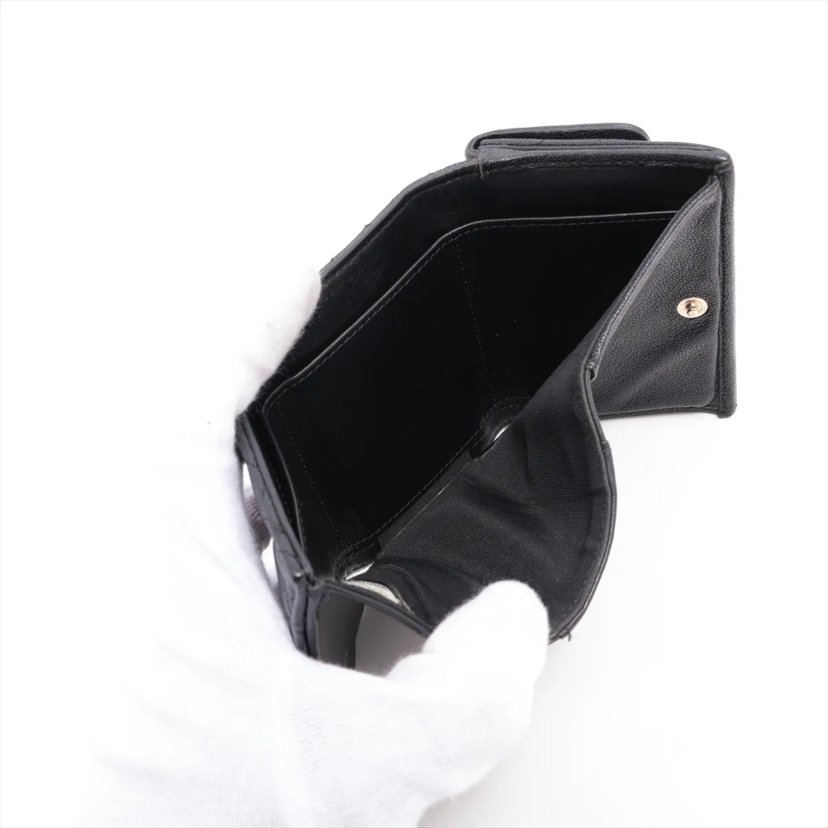 Boy Chanel Caviar Skin Compact Wallet, Black with Gold Hardware, 30047656 — view 6