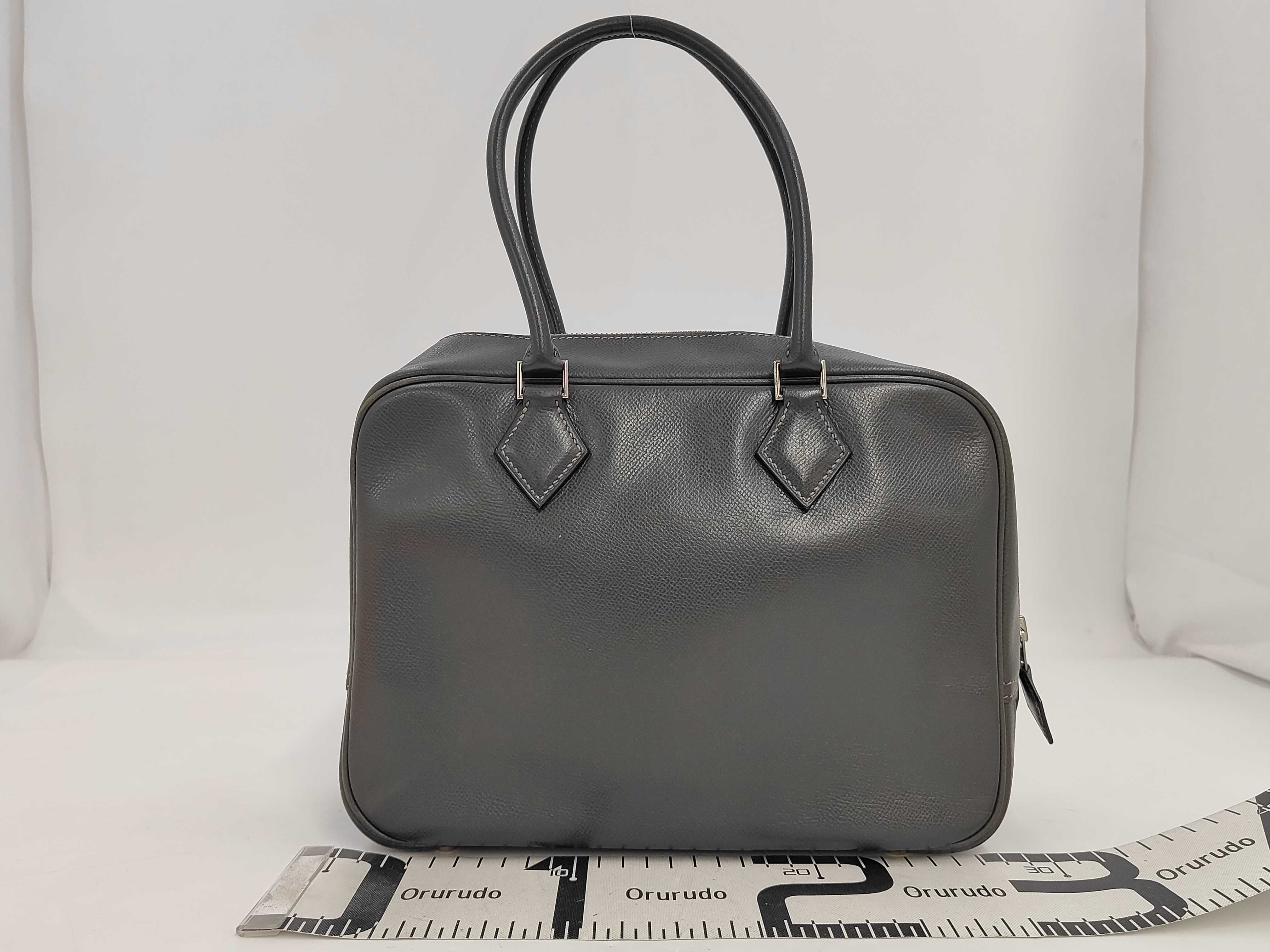 Plume 28 S stamp Leather Gray Handbag with Dust Bag — view 2
