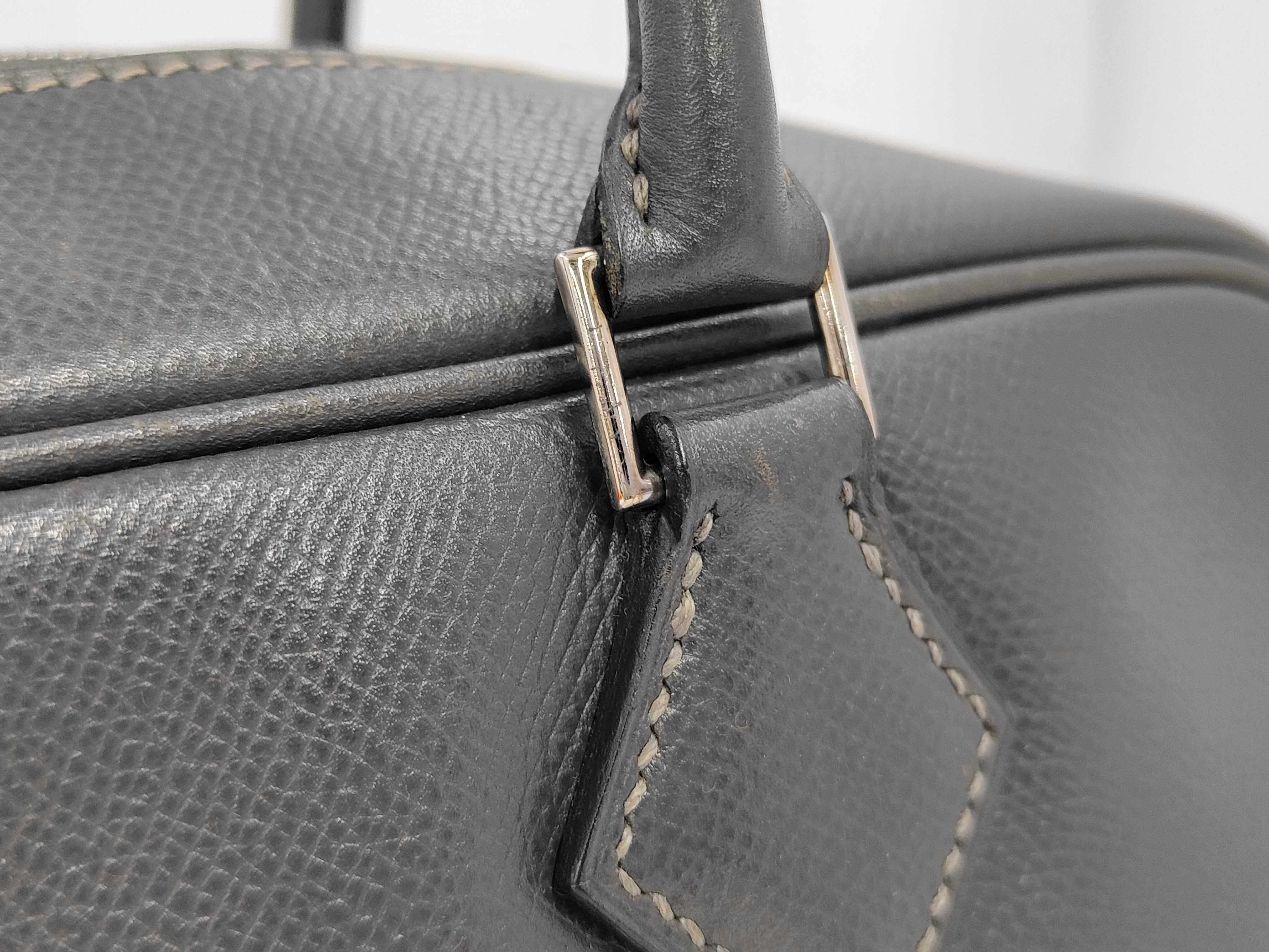 Plume 28 S stamp Leather Gray Handbag with Dust Bag — view 3