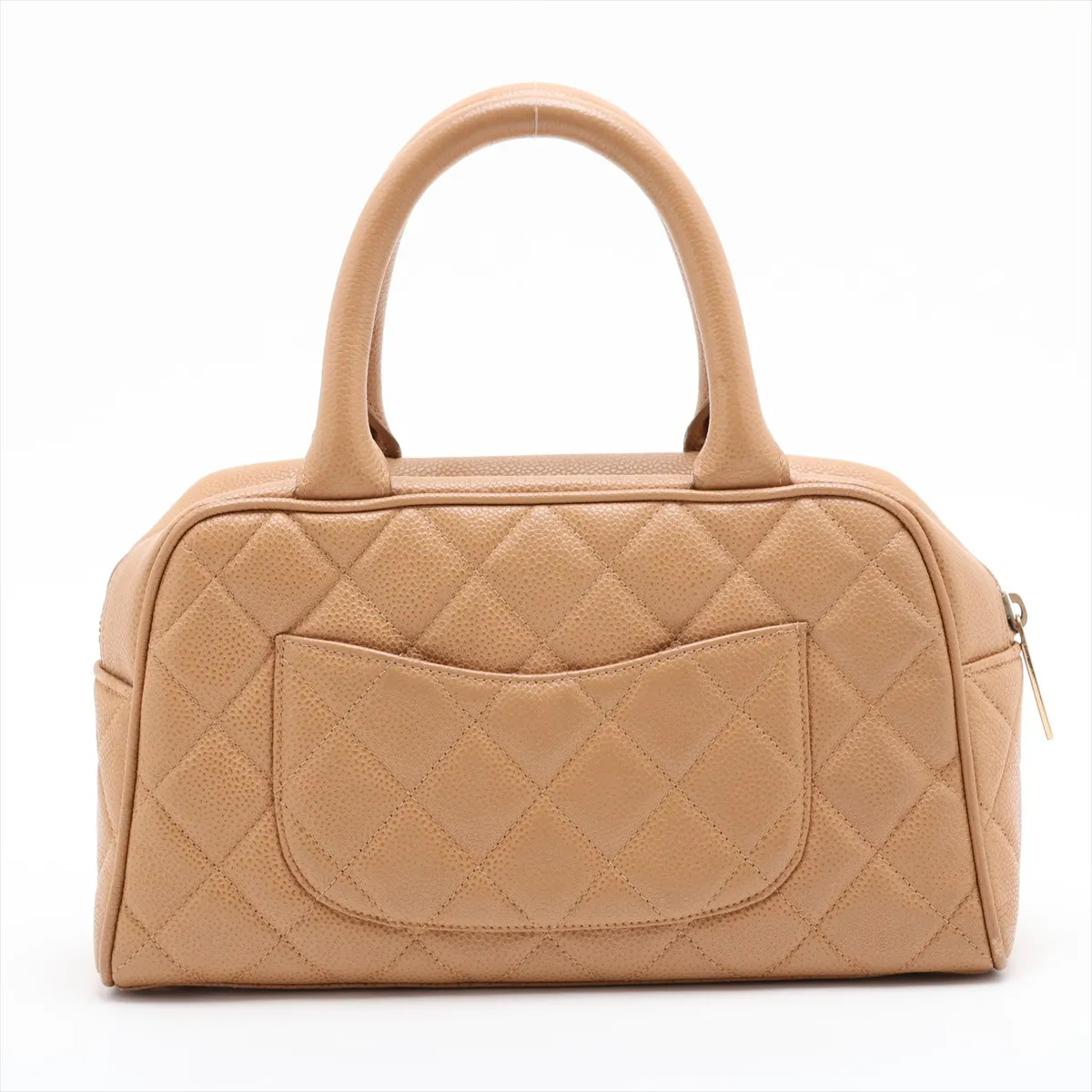 Matelassé Caviar Skin Handbag, Coco Mark, Beige, Gold Hardware — view 2