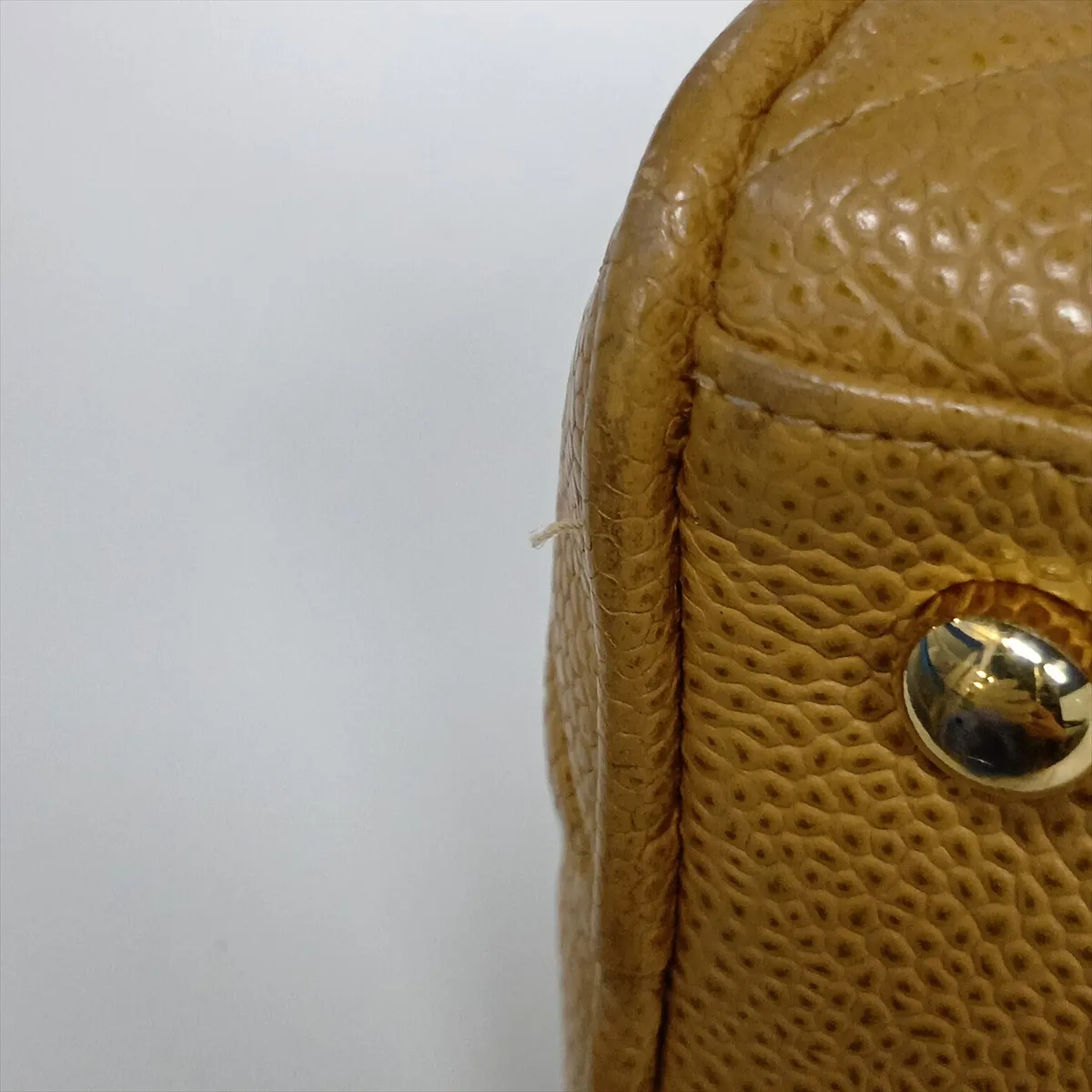 Matelassé Caviar Skin Handbag, Coco Mark, Beige, Gold Hardware — view 12