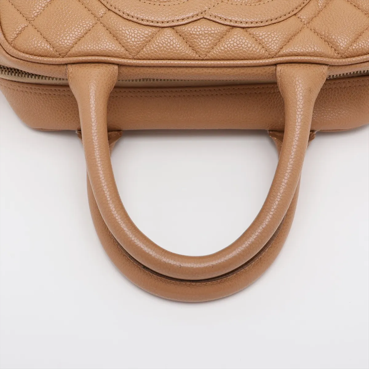 Matelassé Caviar Skin Handbag, Coco Mark, Beige, Gold Hardware — view 5