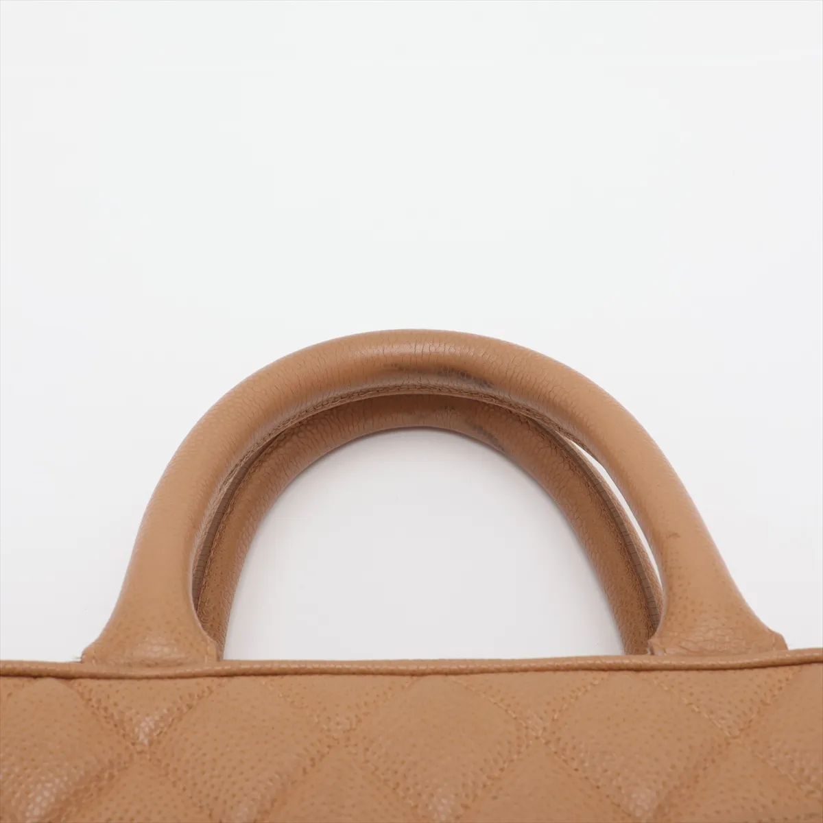 Matelassé Caviar Skin Handbag, Coco Mark, Beige, Gold Hardware — view 6