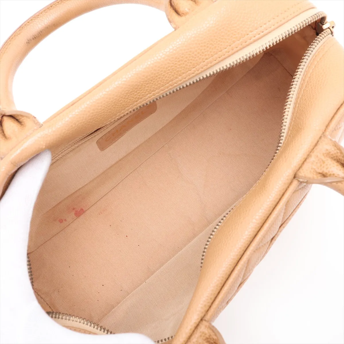 Matelassé Caviar Skin Handbag, Coco Mark, Beige, Gold Hardware — view 7
