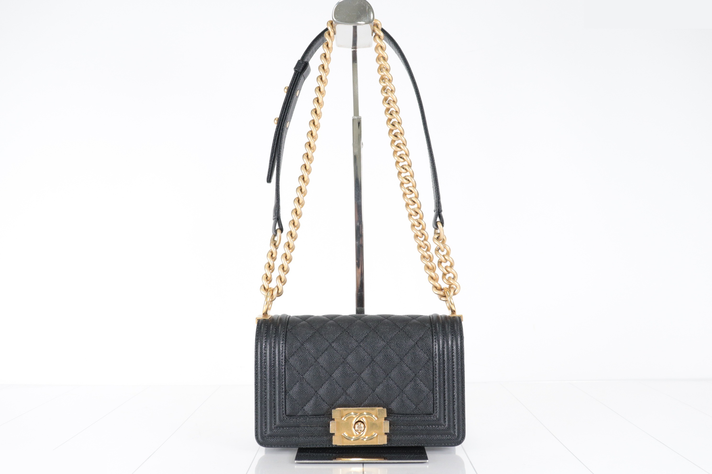 Boy Chanel Caviar Chain Shoulder Bag — view 2