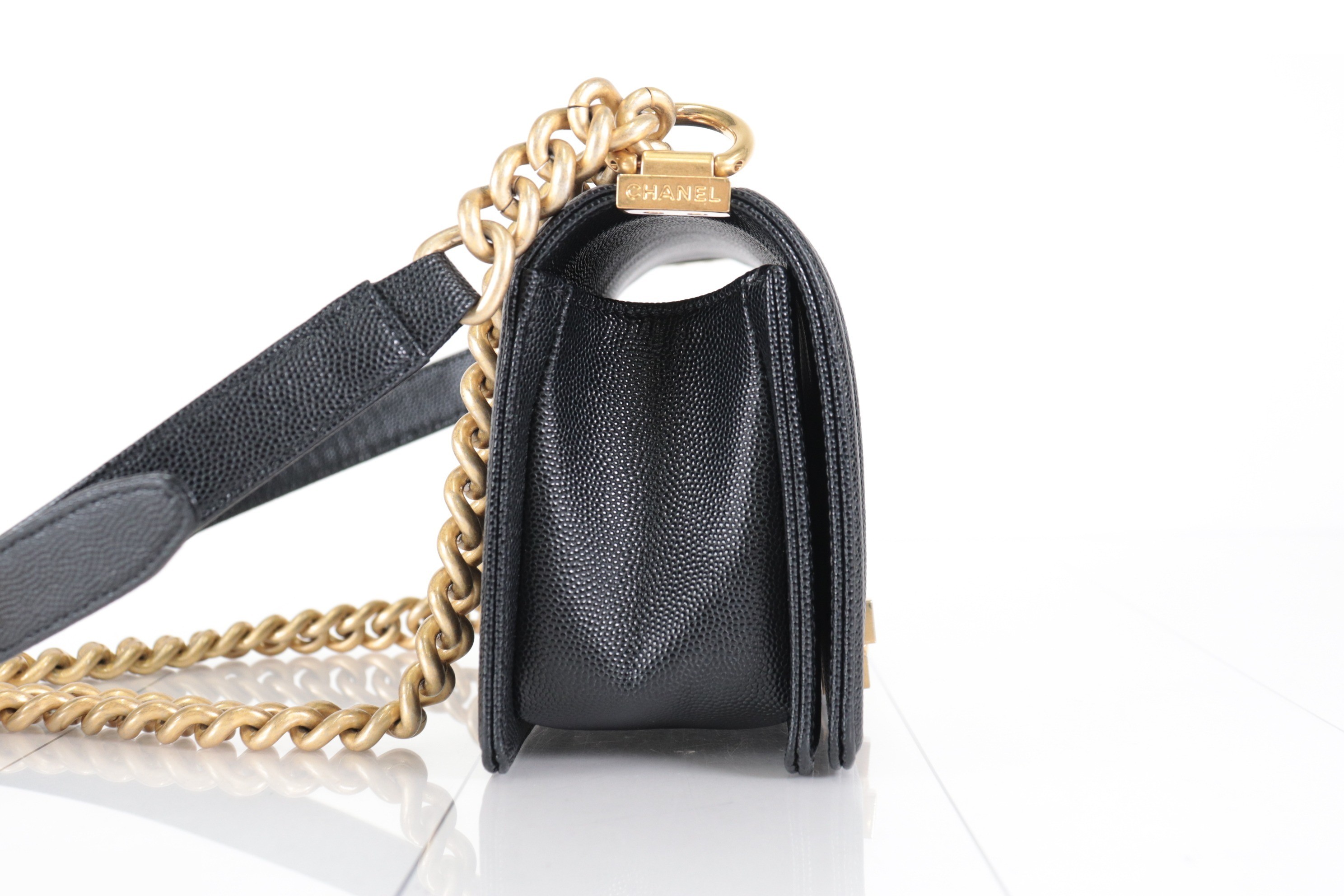 Boy Chanel Caviar Chain Shoulder Bag — view 4