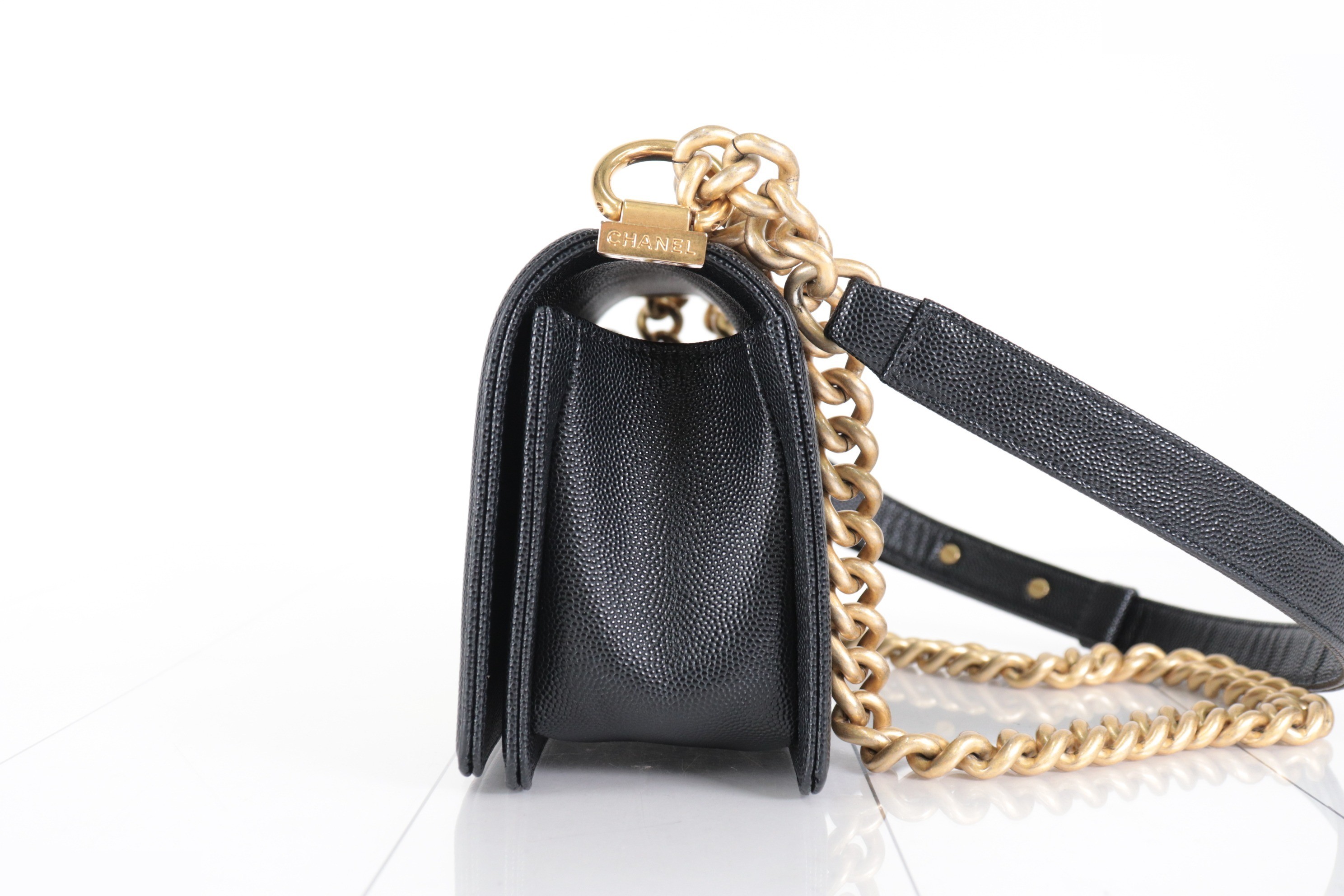 Boy Chanel Caviar Chain Shoulder Bag — view 5